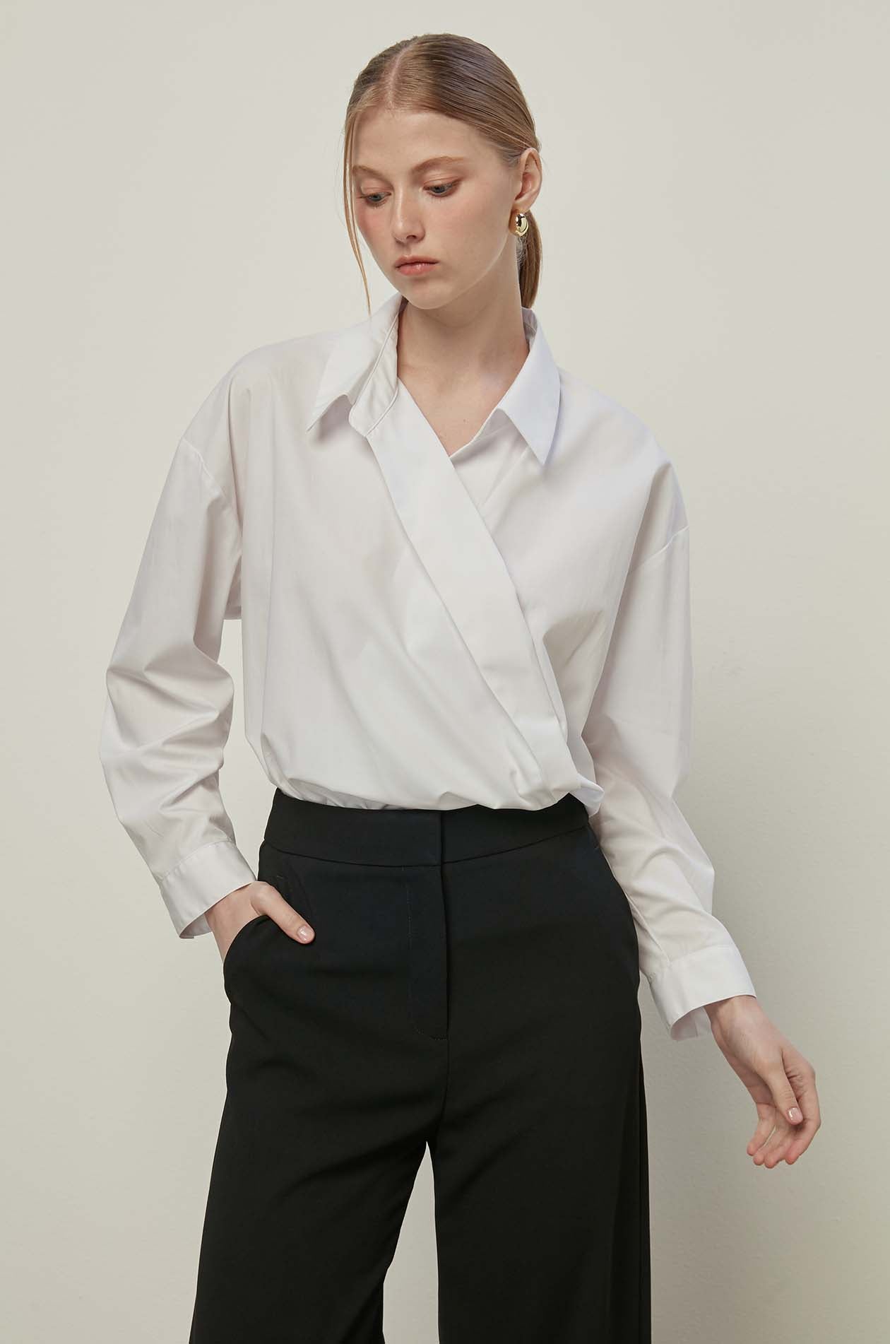 POPLIN WRAP BLOUSE