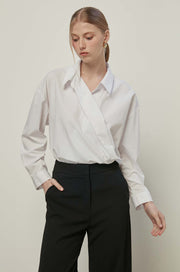 POPLIN WRAP BLOUSE