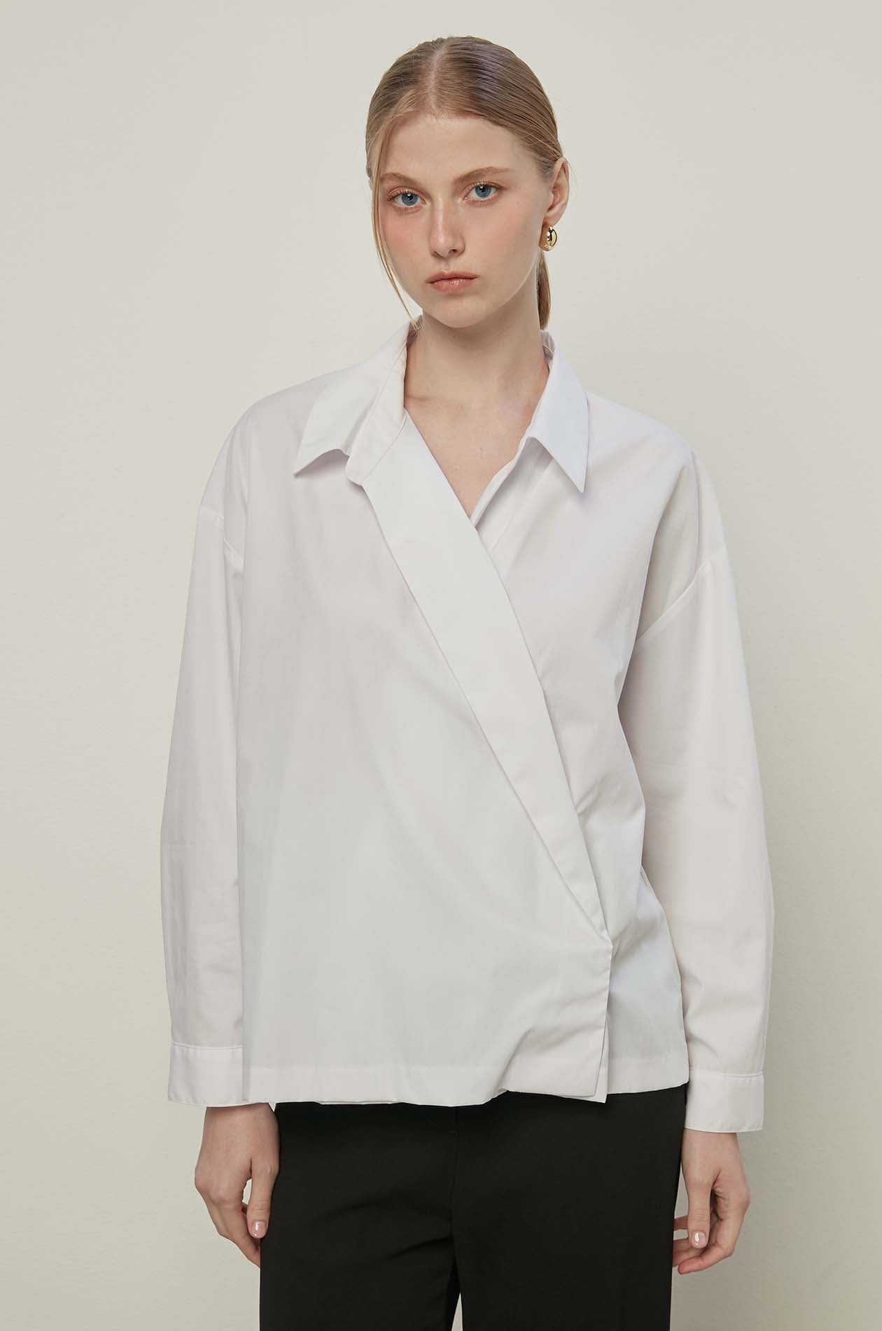 POPLIN WRAP BLOUSE
