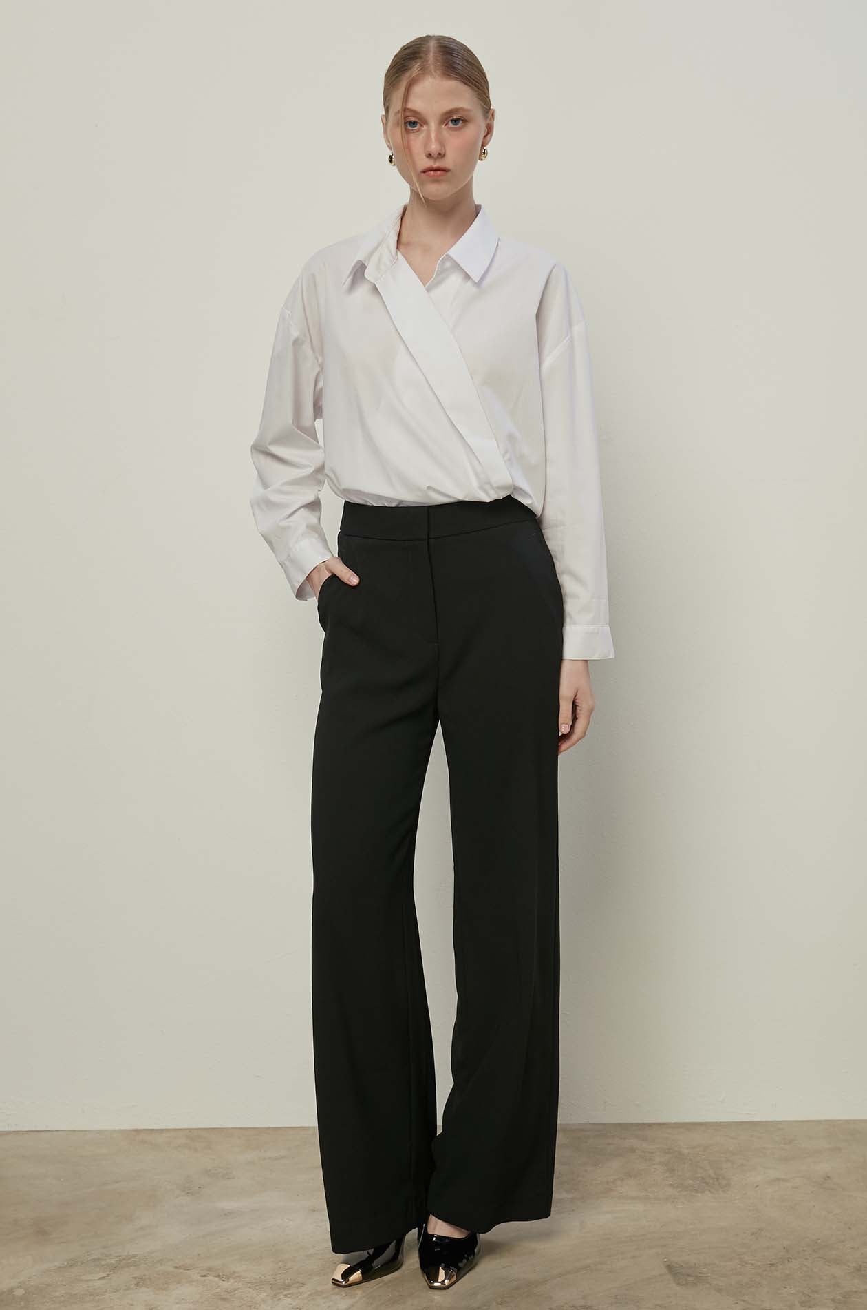 POPLIN WRAP BLOUSE