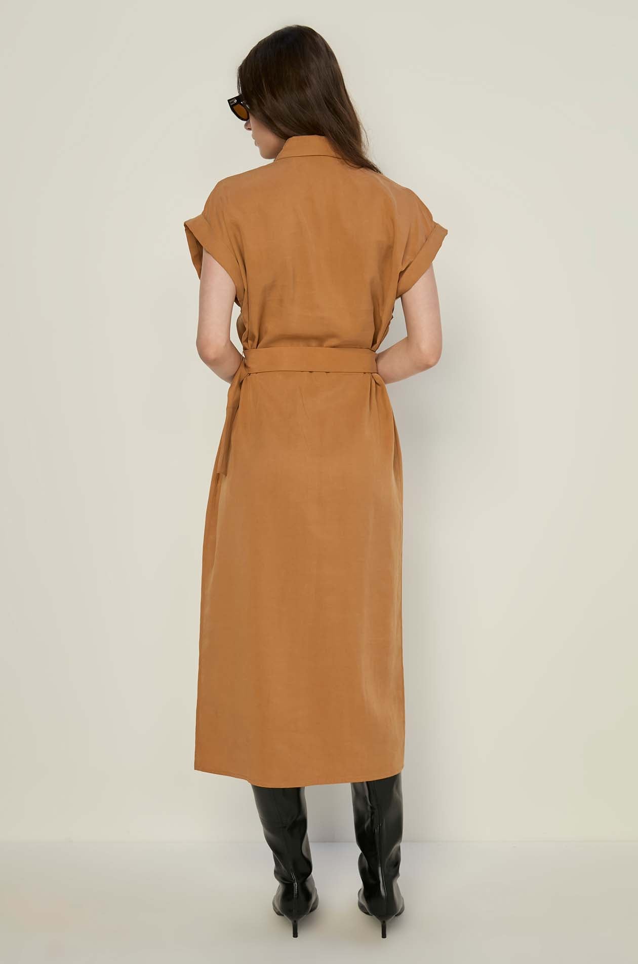 BASIC ROLL UP SLEEVE SHIRT DRESS