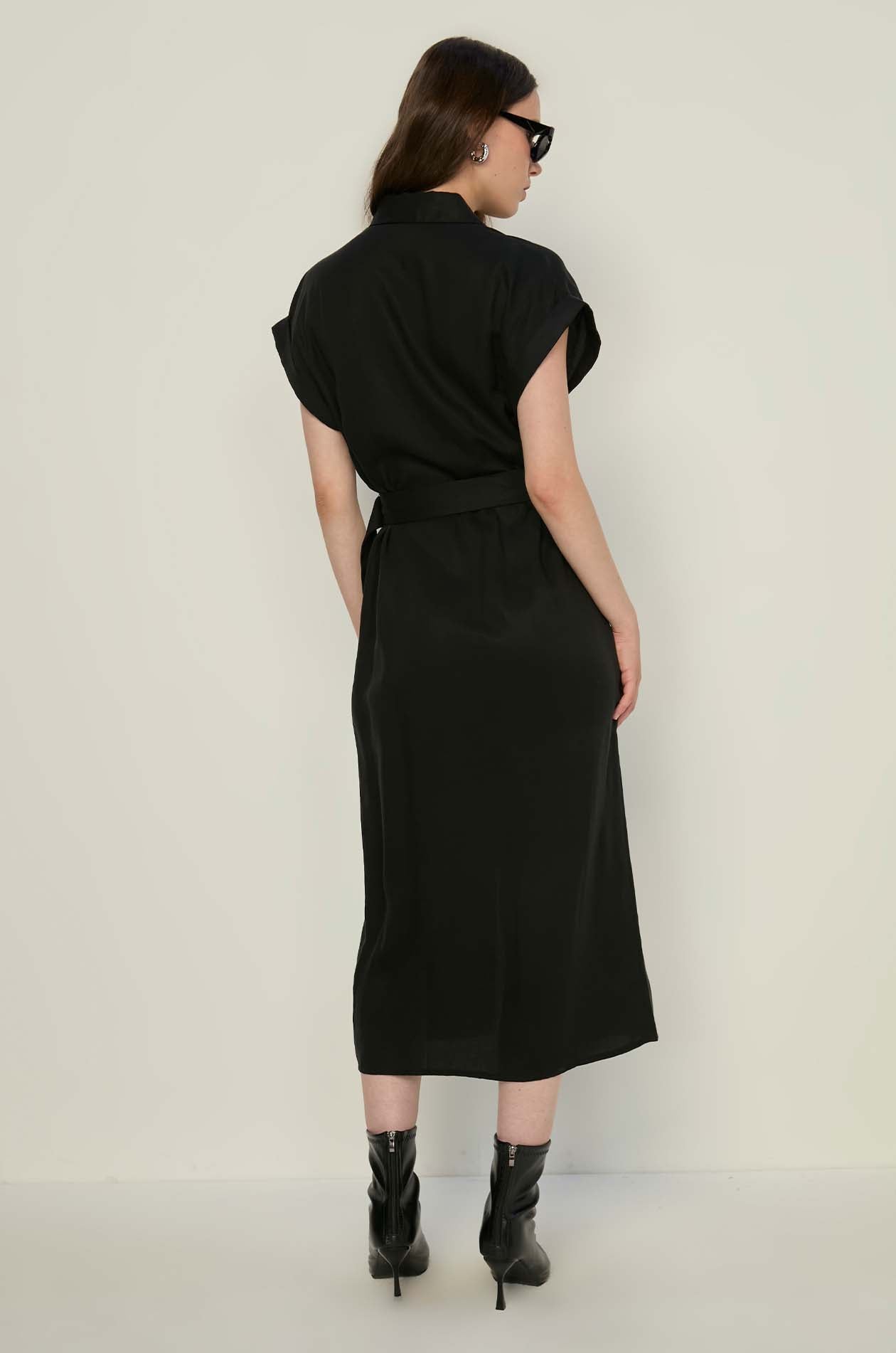 BASIC ROLL UP SLEEVE SHIRT DRESS