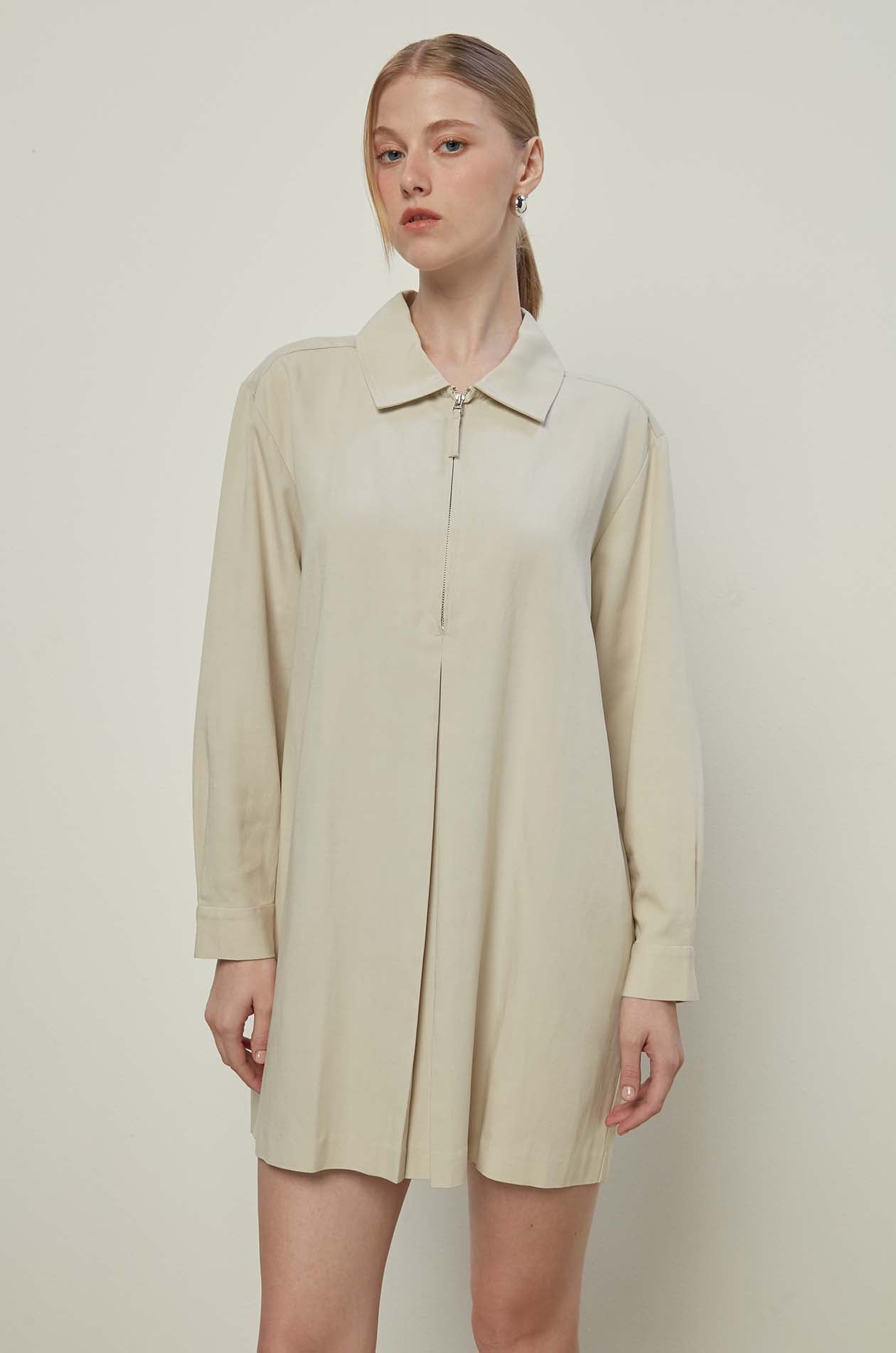 LONG SLEEVE ZIP FRONT DRESS