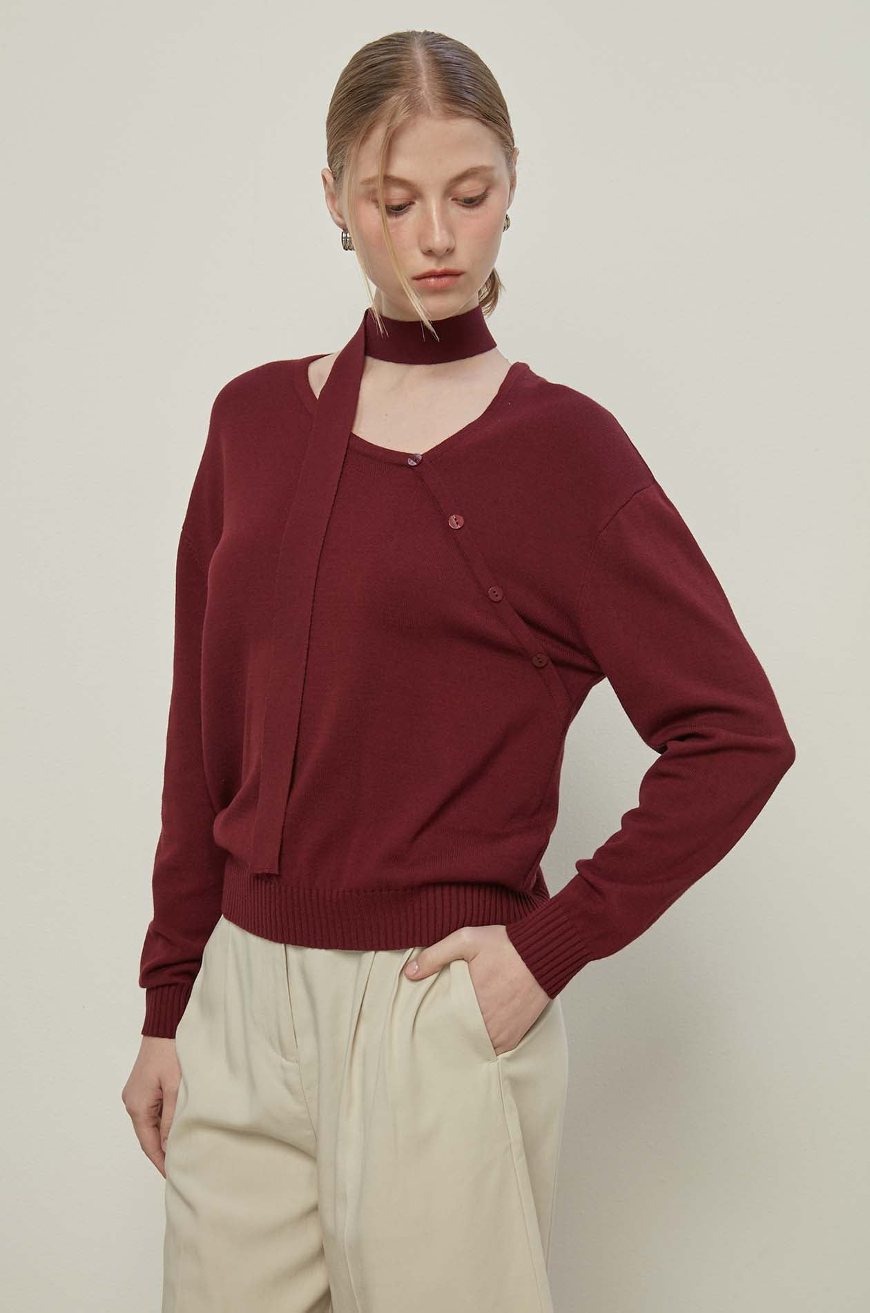 ASYMMETRIC NECKLINE SWEATER