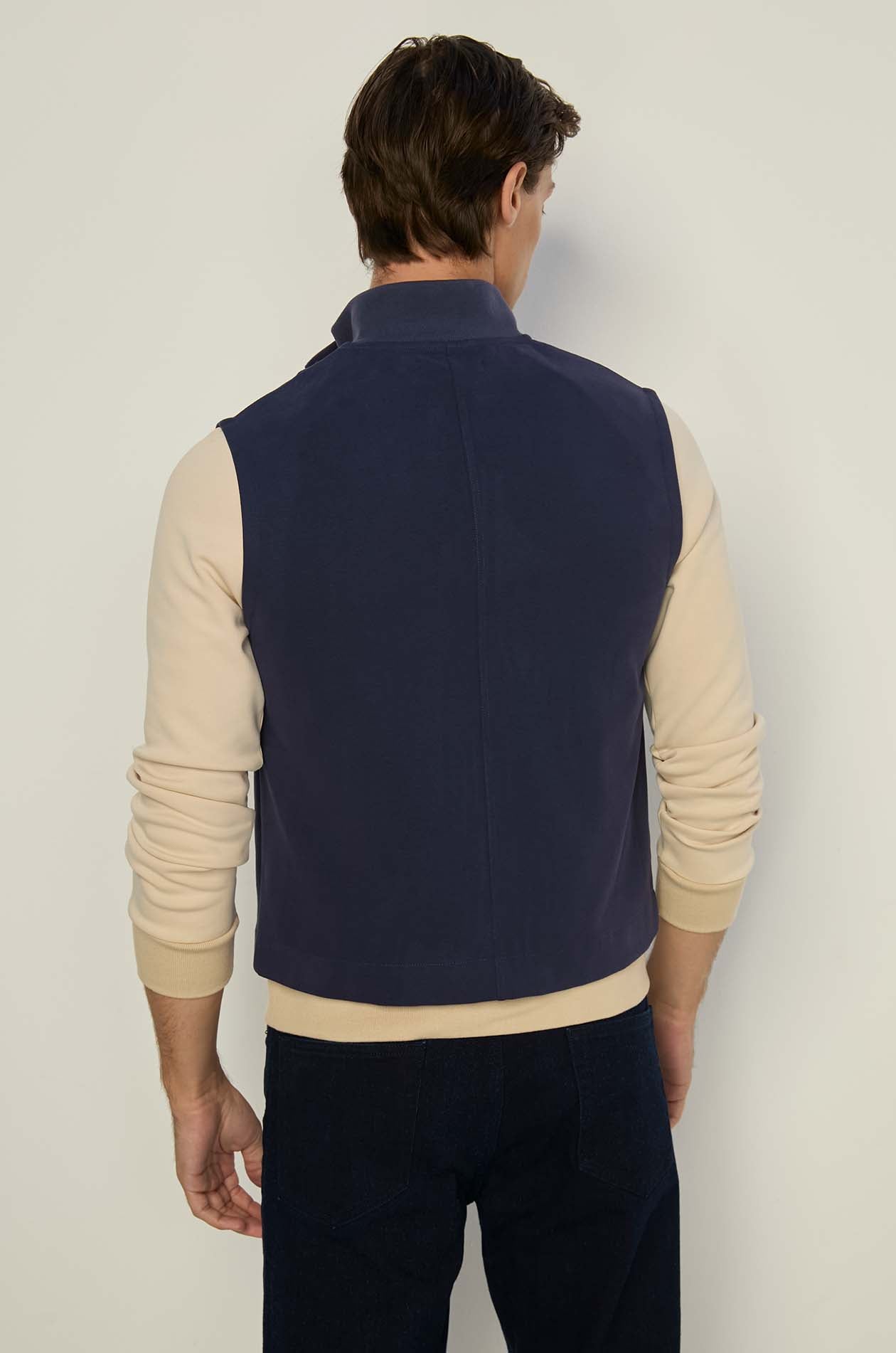 COTTON JERSEY SNAP-DOWN VEST