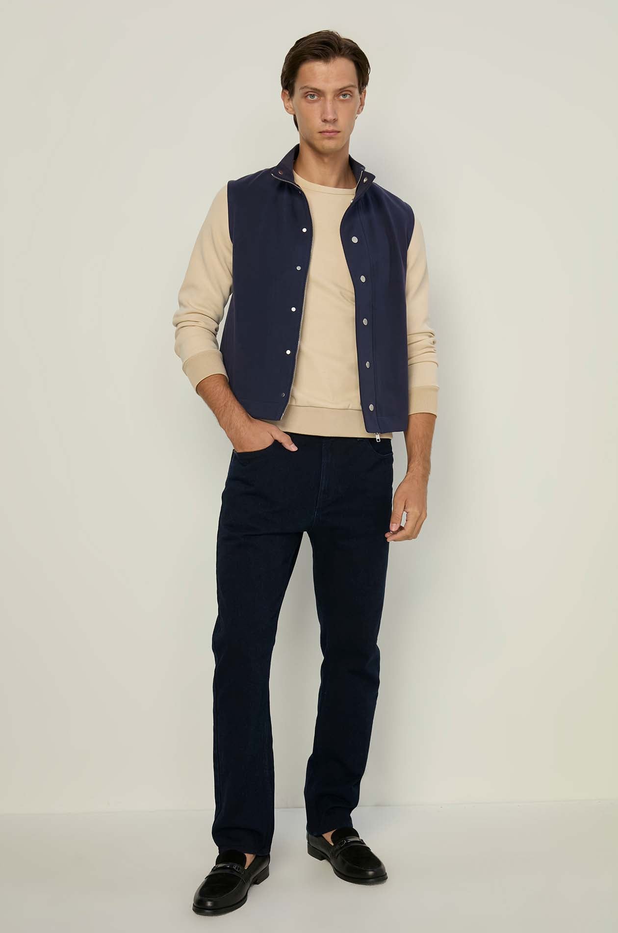 COTTON JERSEY SNAP-DOWN VEST