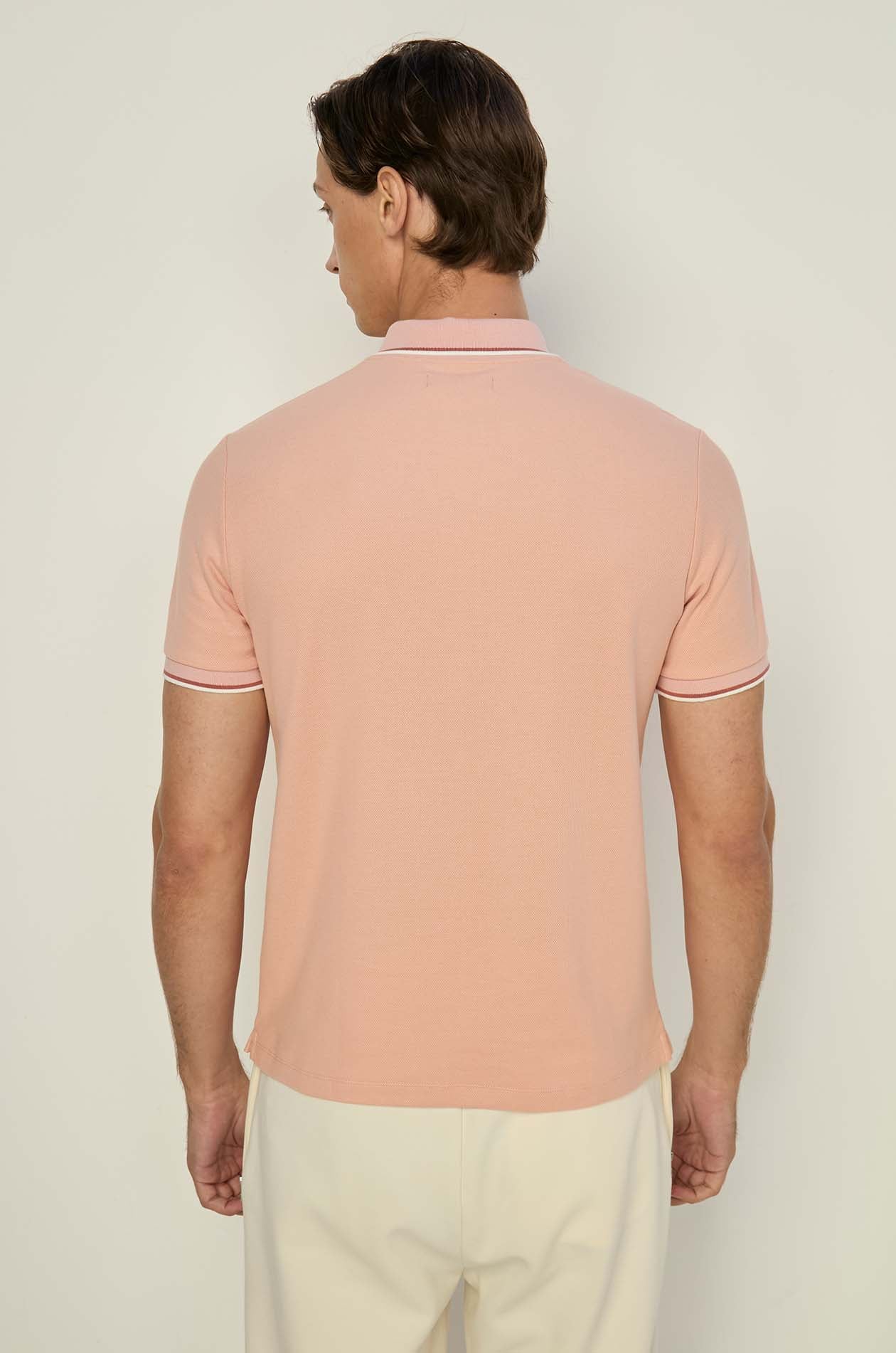 STRIPE RIBBED PIQUE POLO