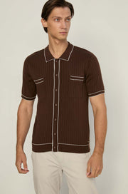 RIBBED POLO WITH CONTRAST PIPING