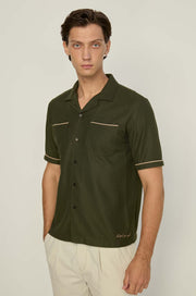 SHORT SLEEVE WAFFLE JACQUARD SHIRT