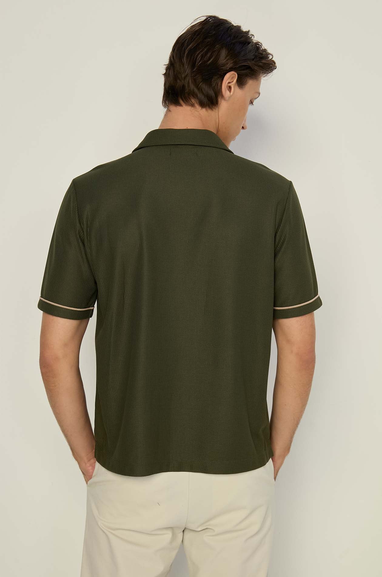 SHORT SLEEVE WAFFLE JACQUARD SHIRT