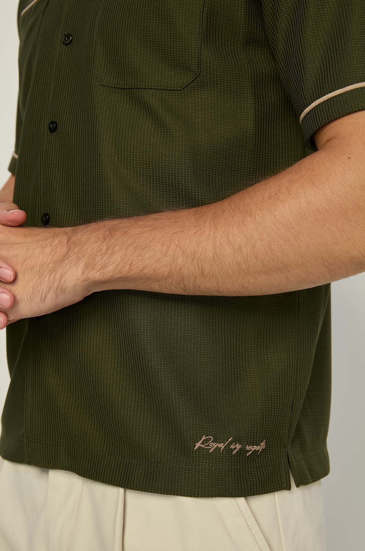 SHORT SLEEVE WAFFLE JACQUARD SHIRT