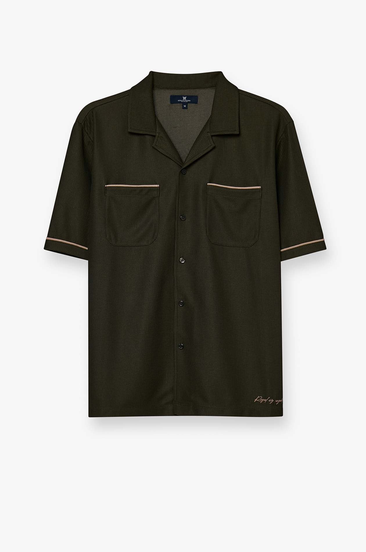 SHORT SLEEVE WAFFLE JACQUARD SHIRT