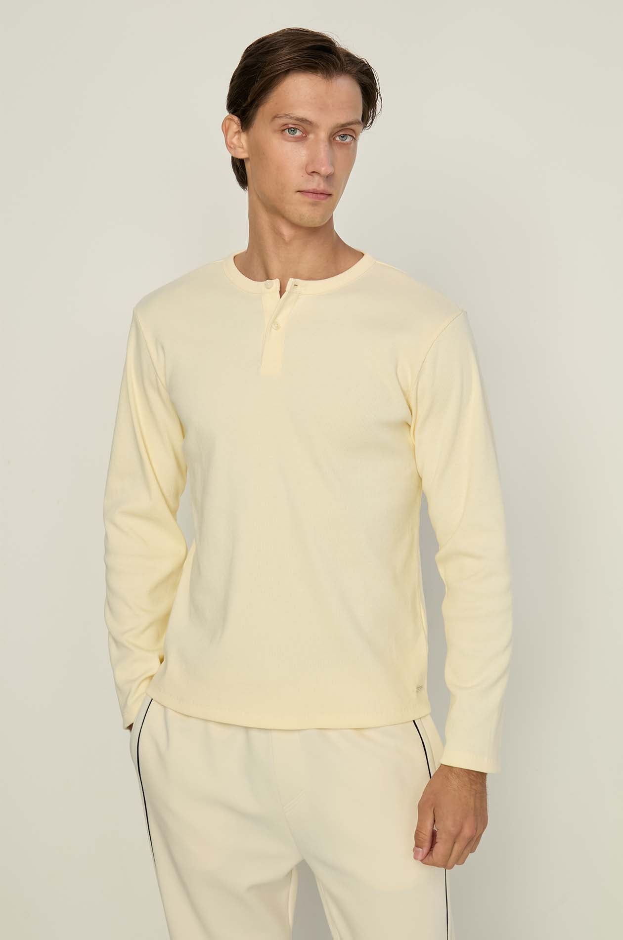 OFF WHITE LONG SLEEVE RIBBED TEE