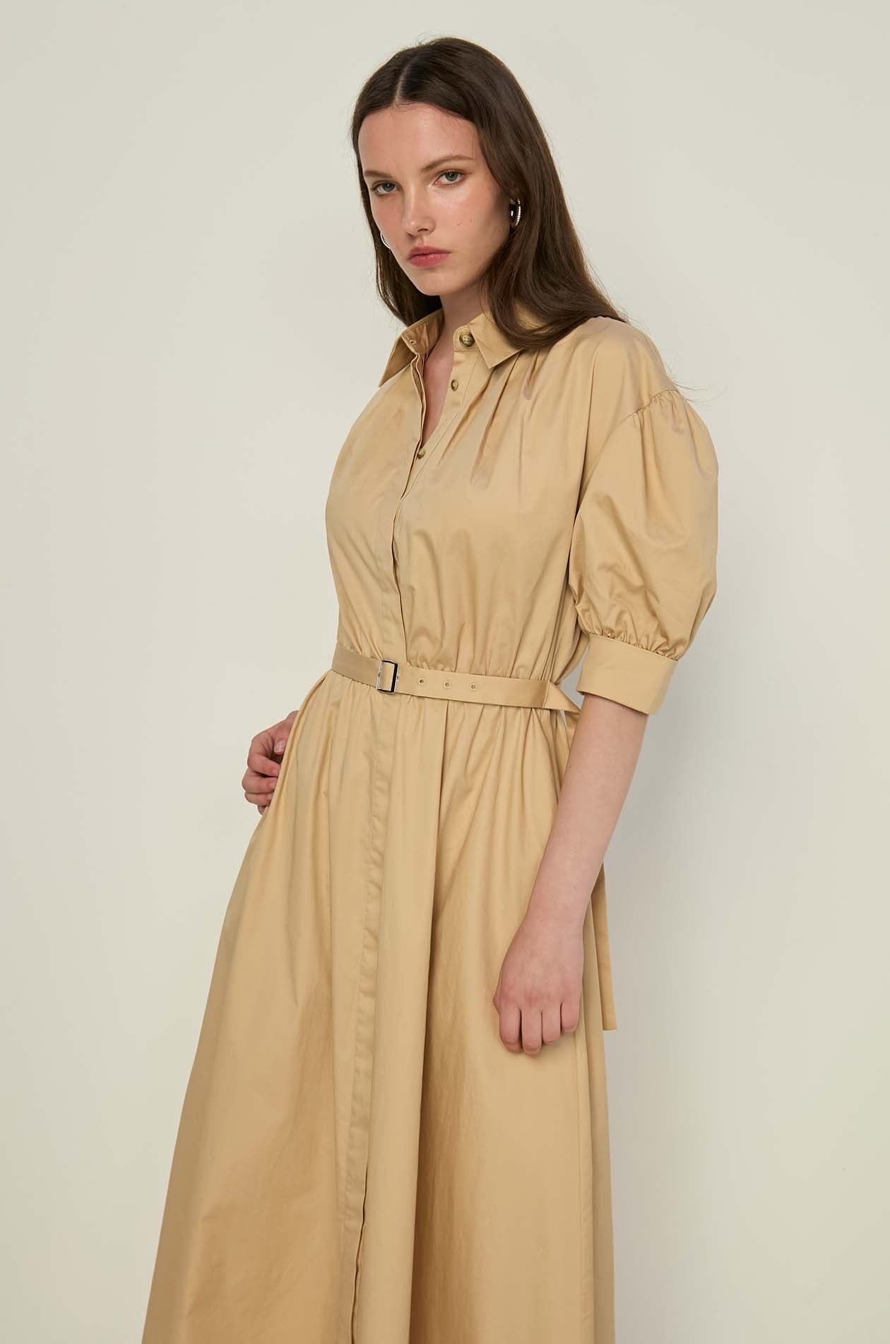 PUFF SLEEVE SHIRT DRESS