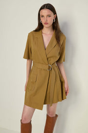 SHORT SLEEVES WRAP DRESS
