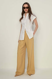 CAP SLEEVE POPLIN SHIRT