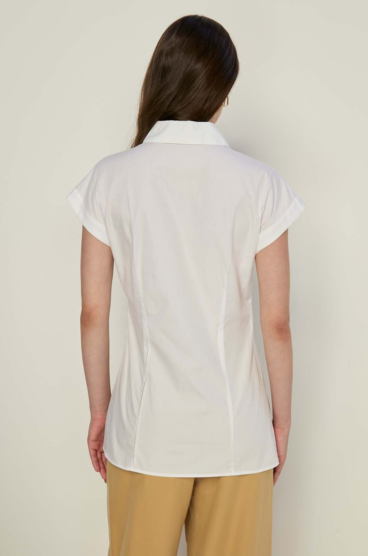 CAP SLEEVE POPLIN SHIRT