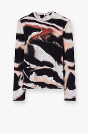 LONG SLEEVE ABSTRACT PRINT TOP