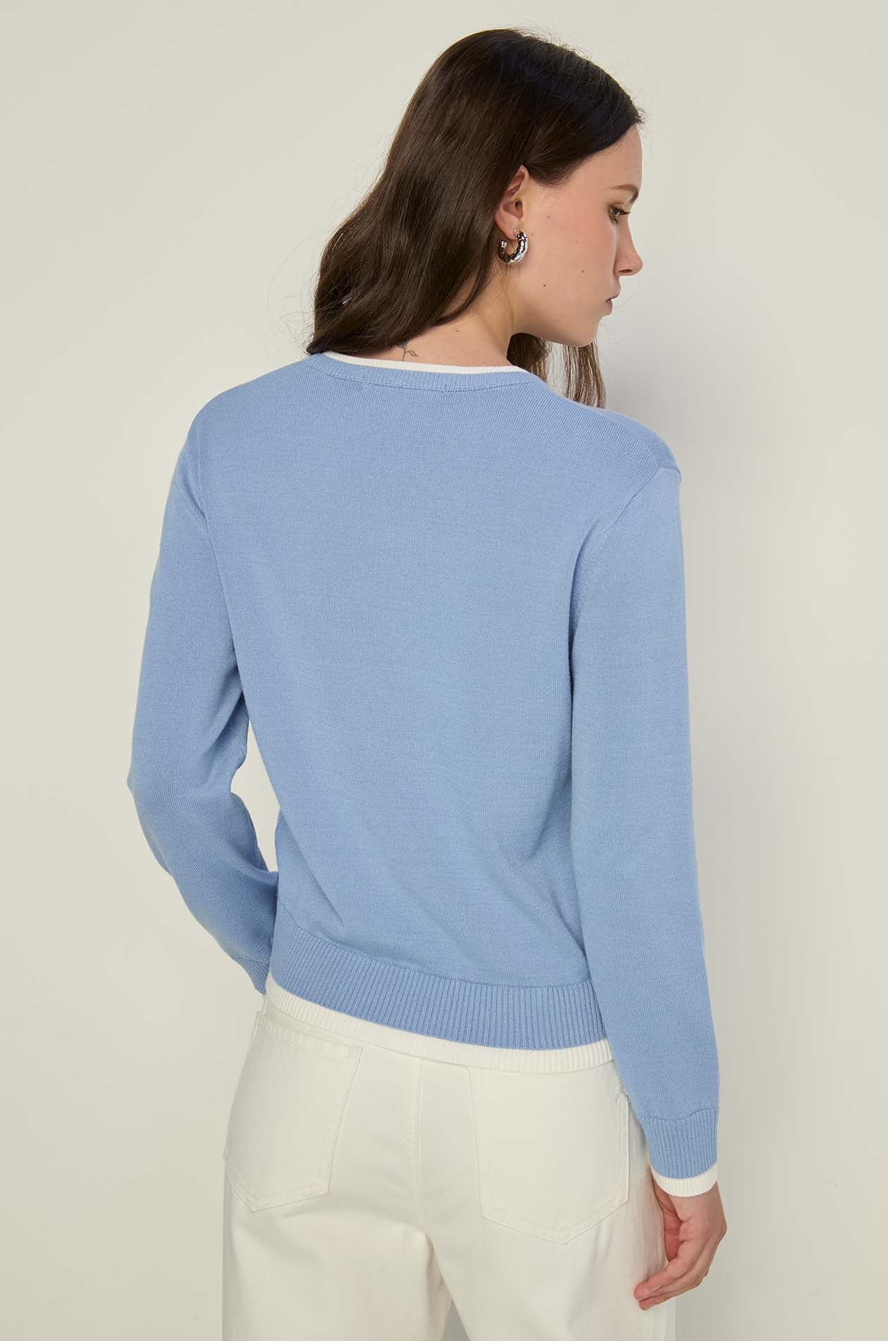 LONG SLEEVE CONTRAST TRIM TOP