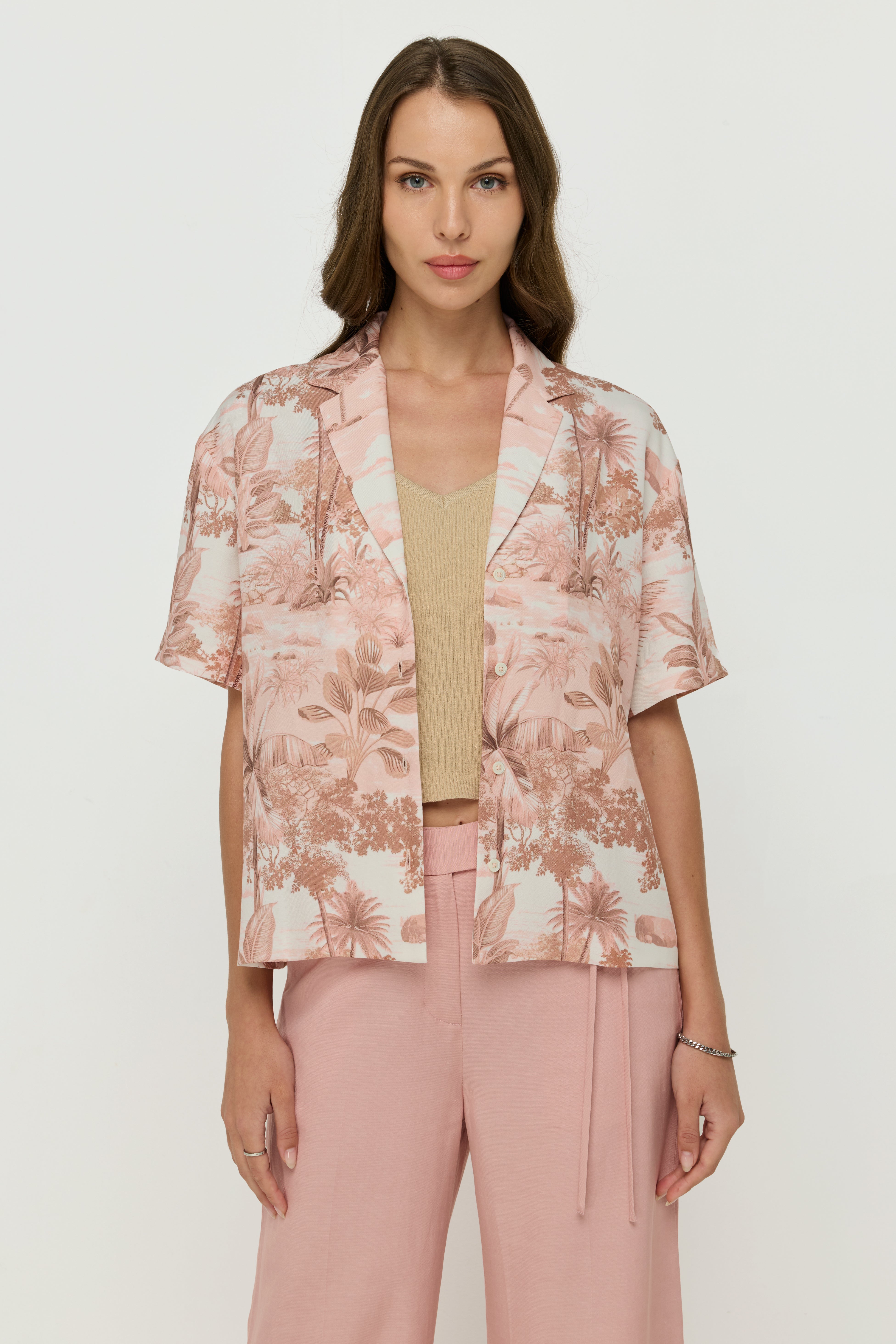 PRINTED HAWAII PINK SHIRTS