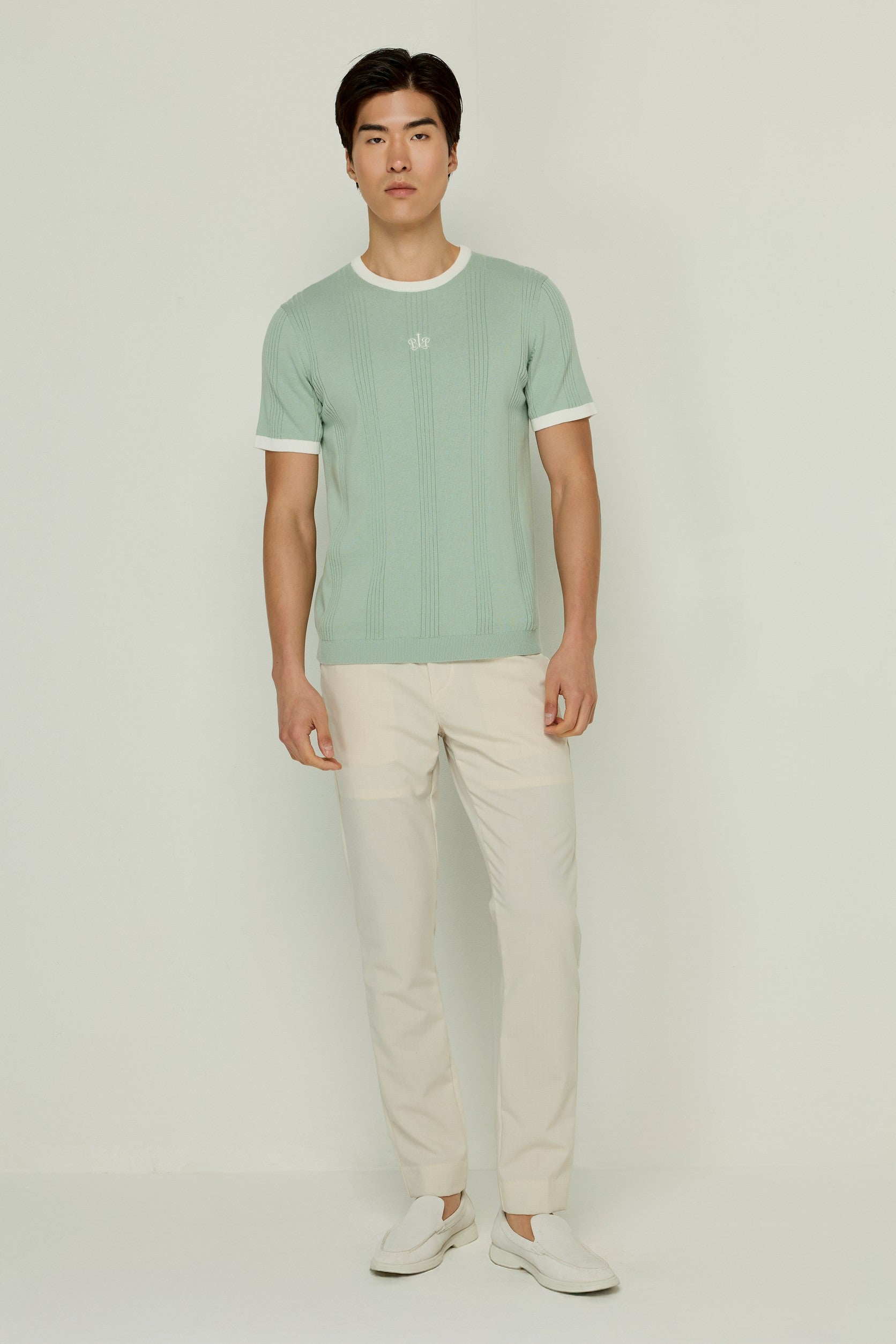 KNITWEAR  RIB STRIPE LOGO T-SHIRT