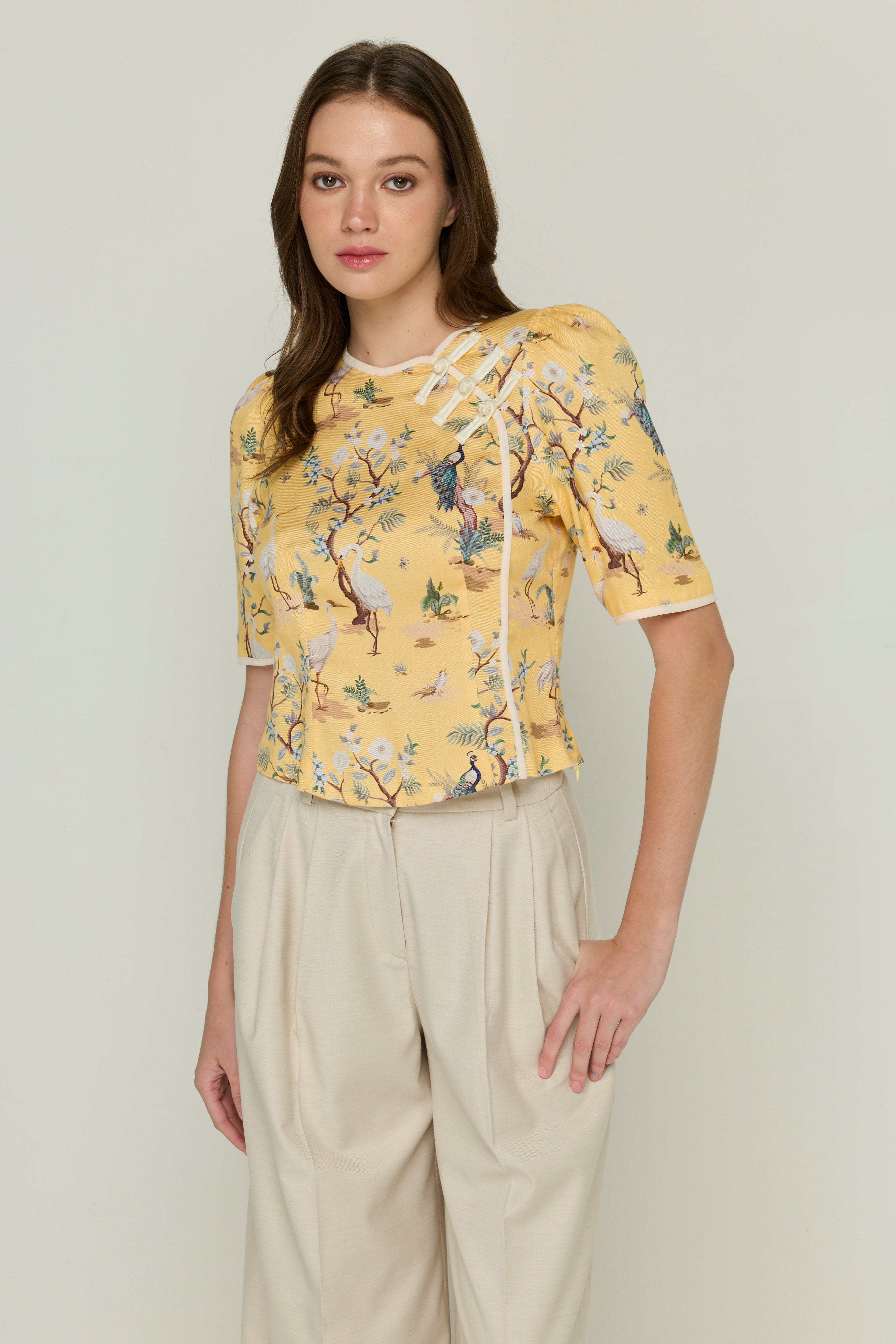 CHINESE STYLE CONTRAST PRINTED T SHIRT