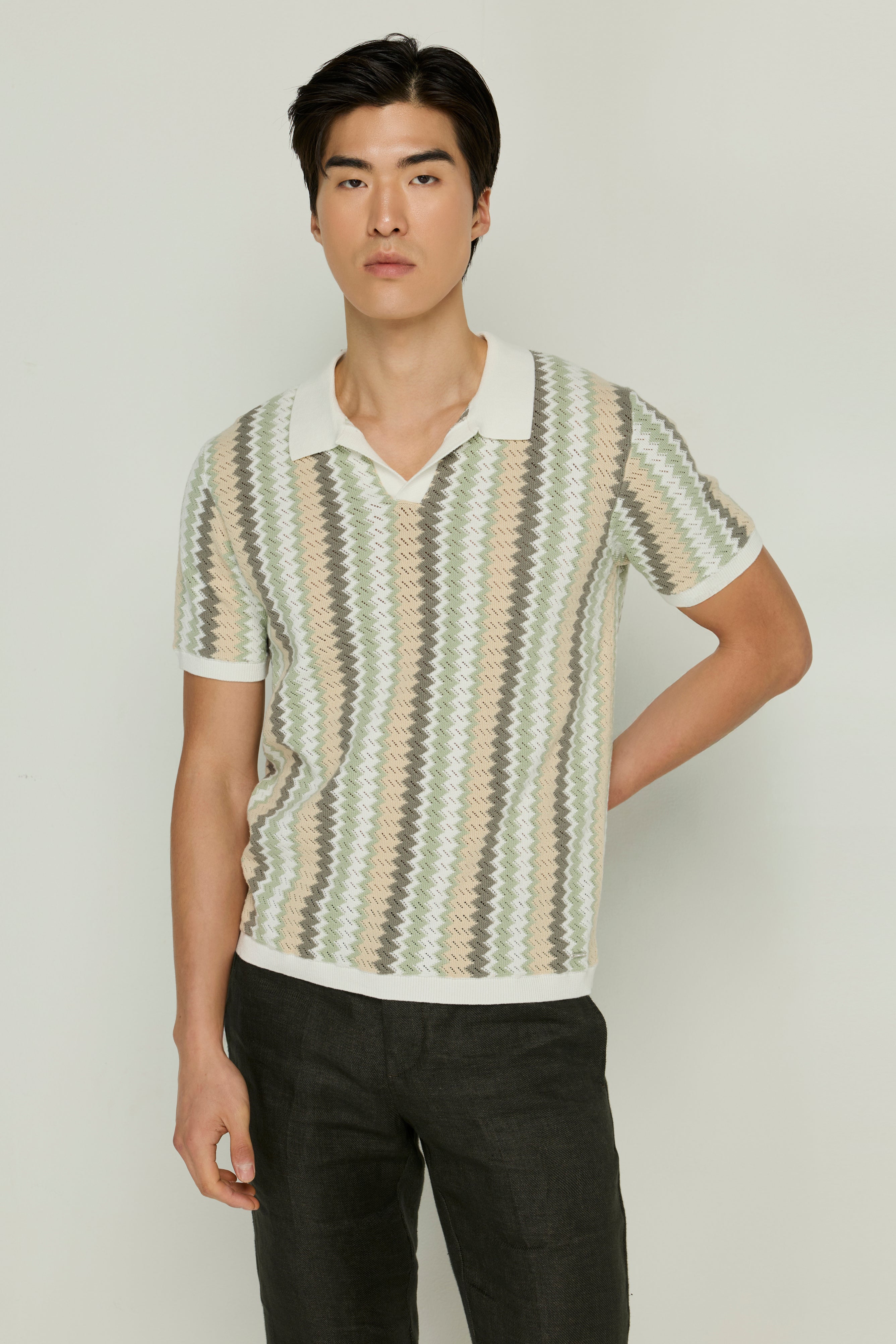 KNITWEAR OPEN COLLAR POLO SHIRT
