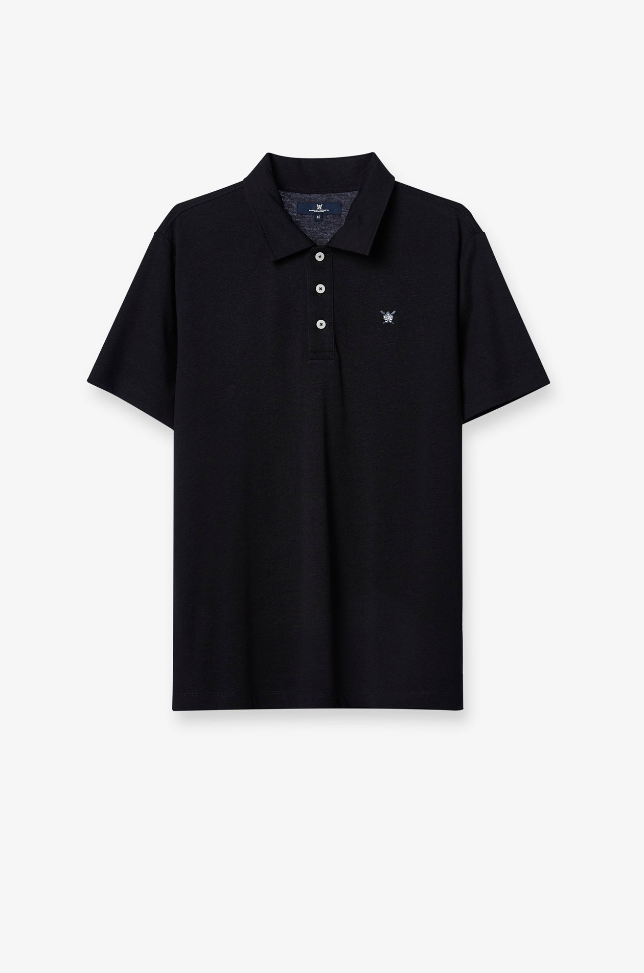 เสื้อโปโลผ้าลินินสีดำและขาว