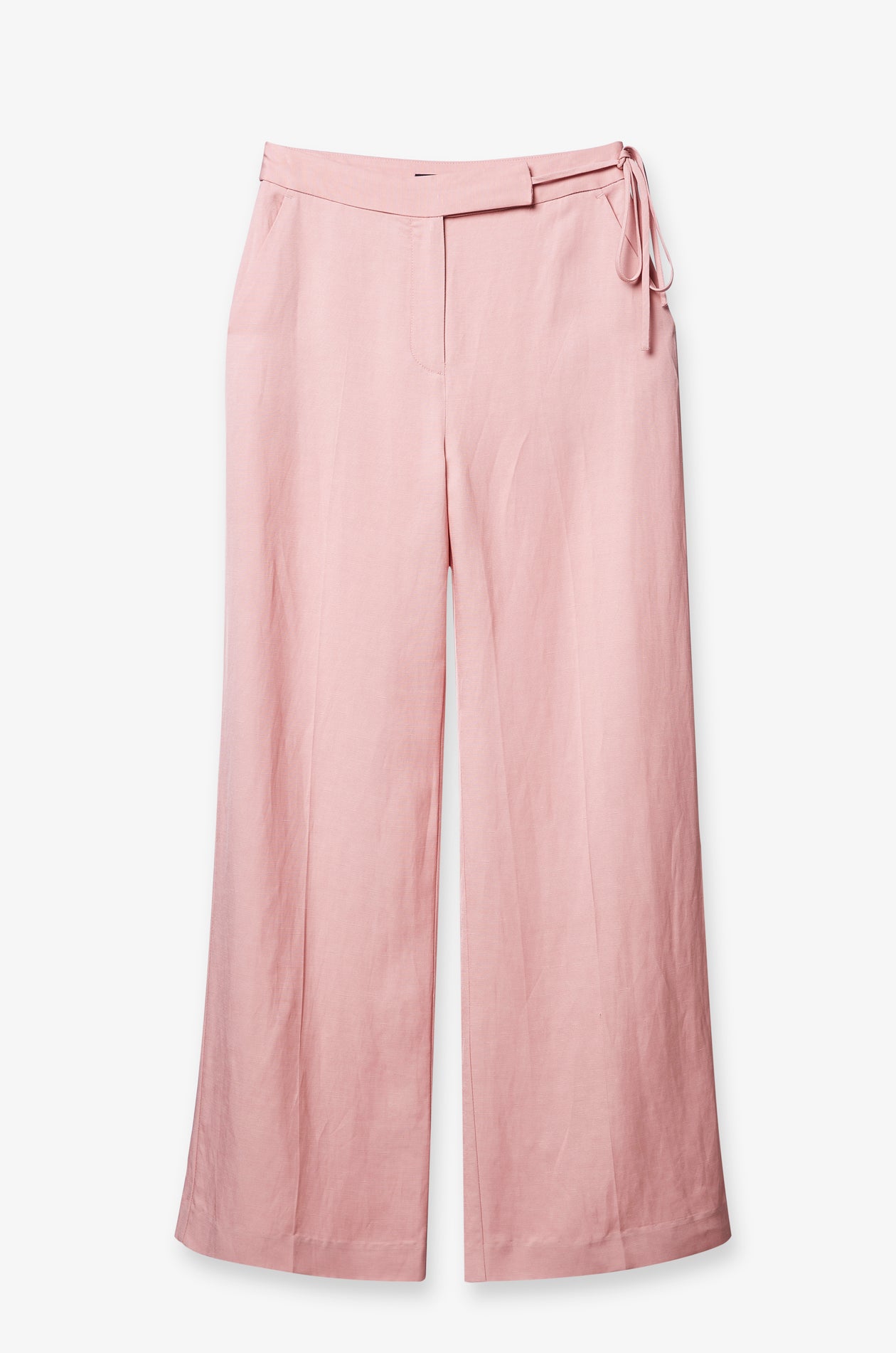 BLUSH WRAP WAIST WIDE-LEG TROUSERS