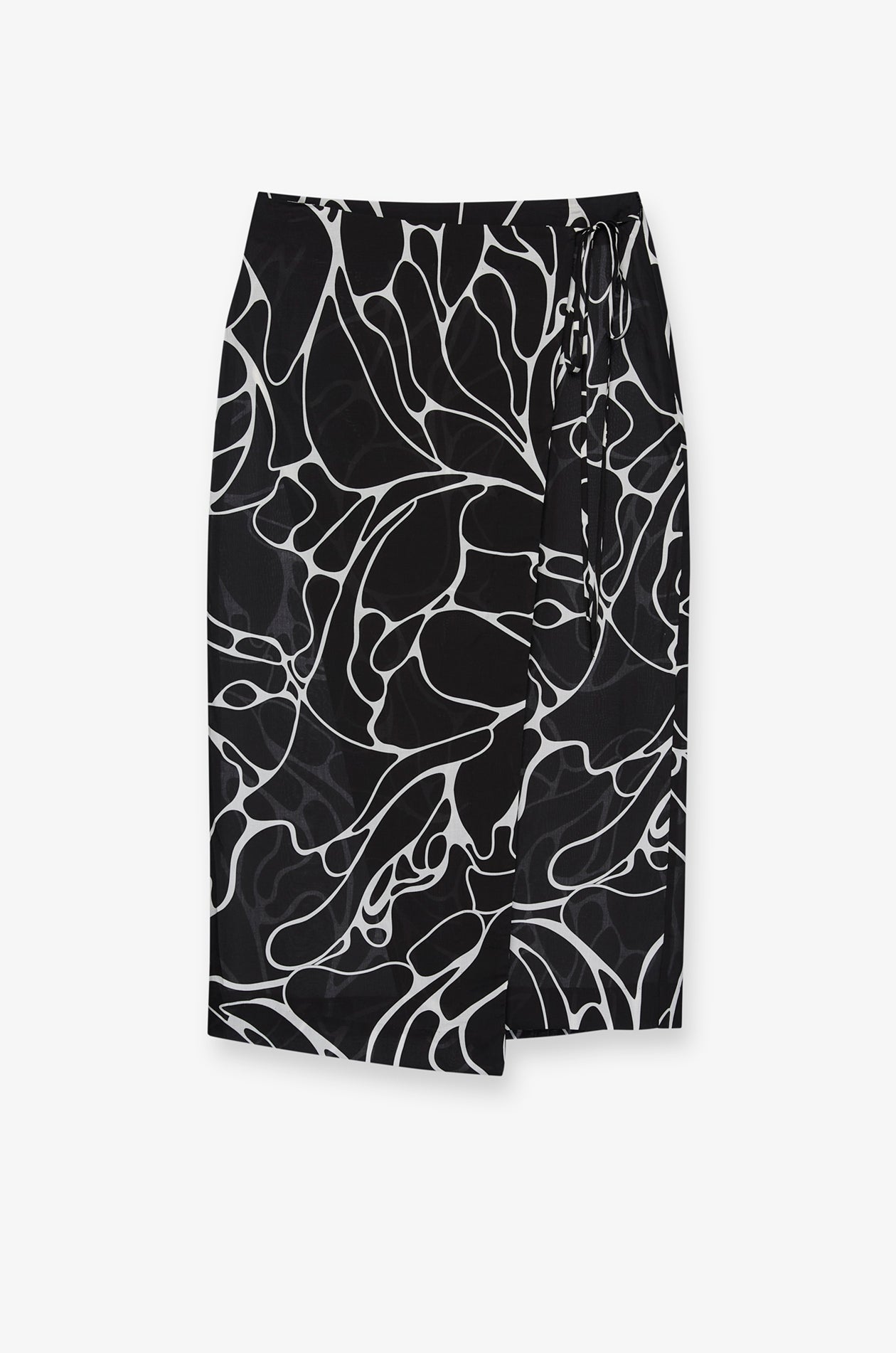 PRINT LONG SKIRT TIE SIDE WRAP SKIRT