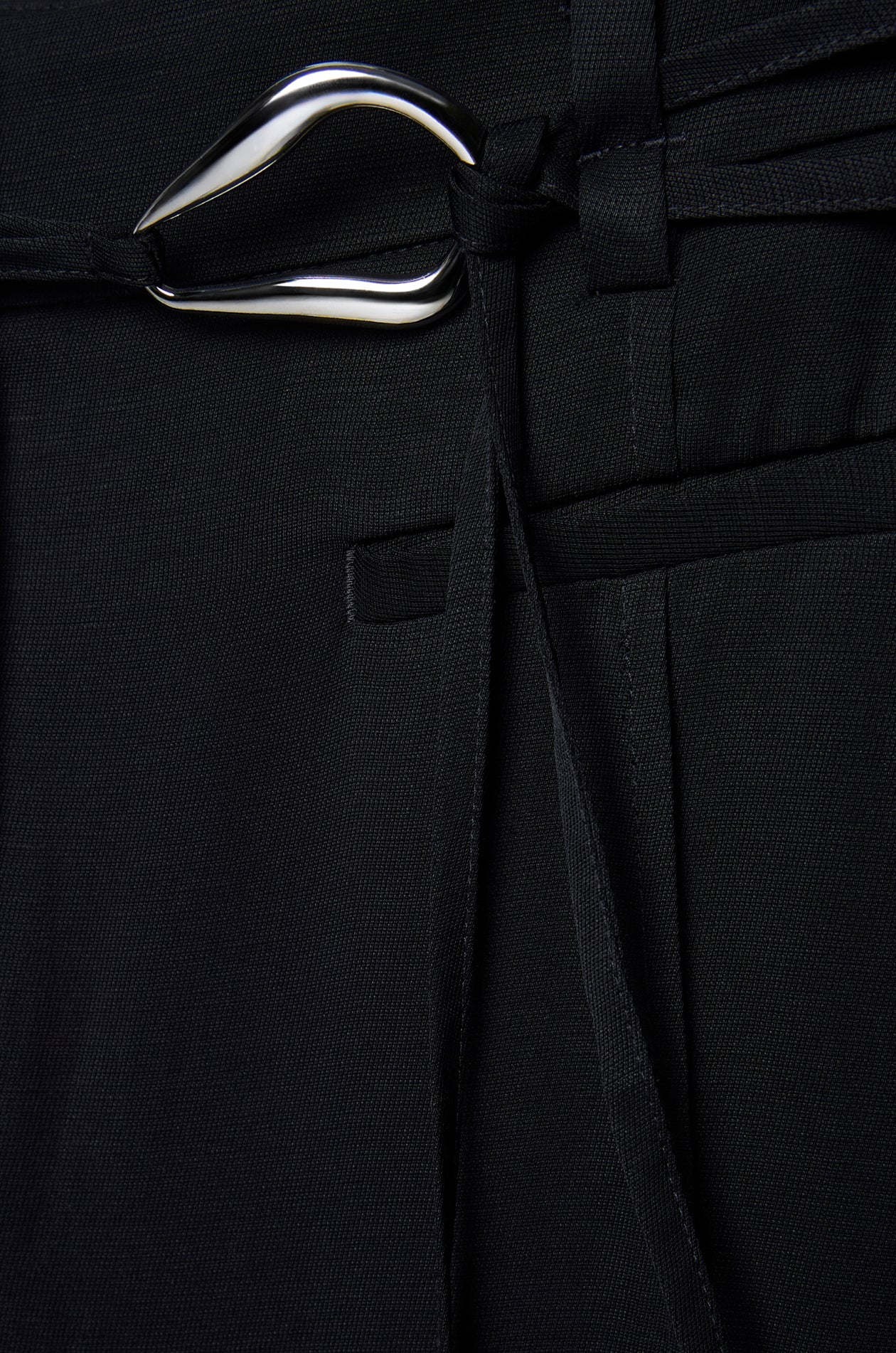 BELT PLEATED WIDE LEG LONG PANTS