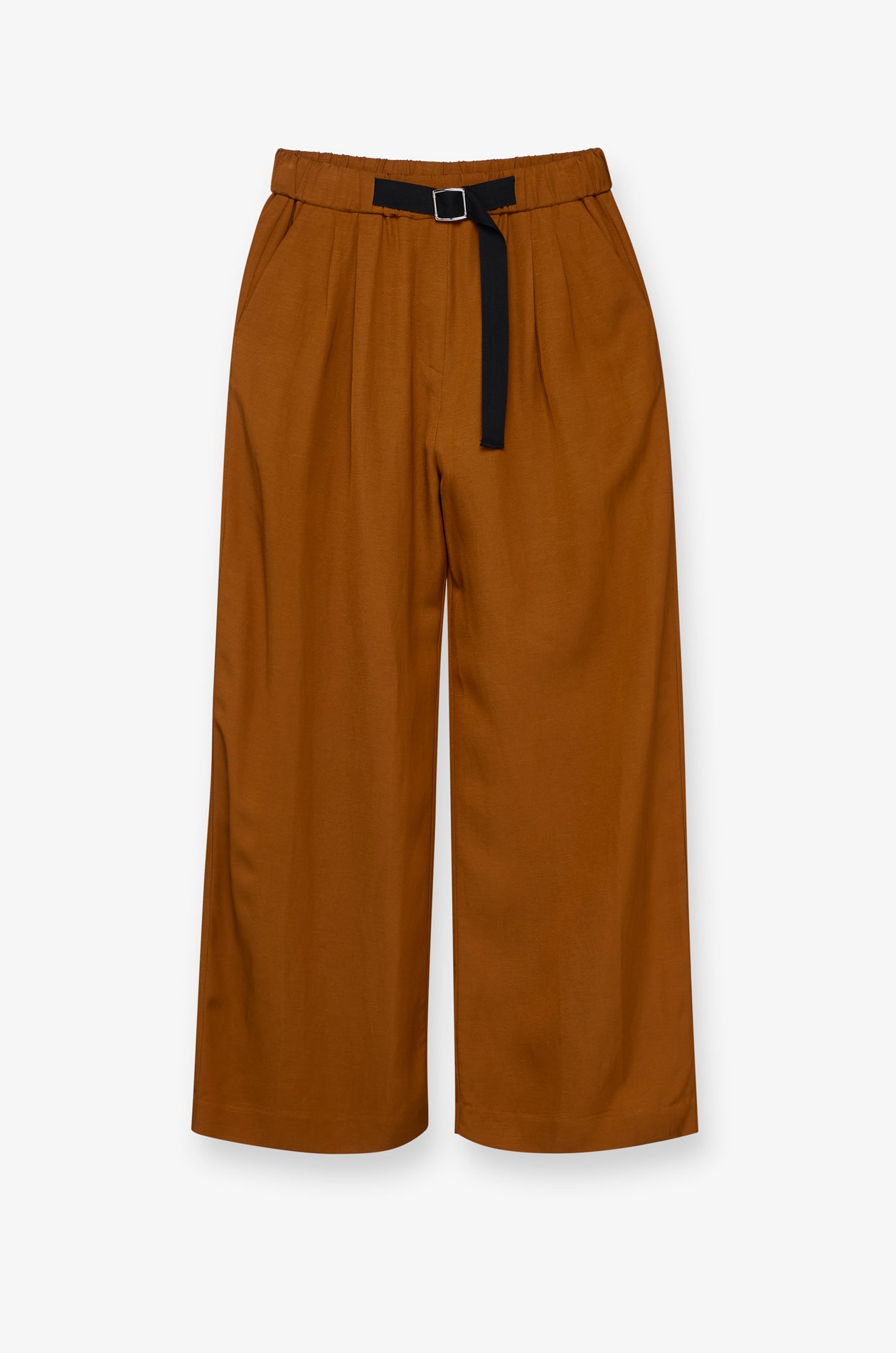 RELAXED BELTED WIDE-LEG TROUSERS