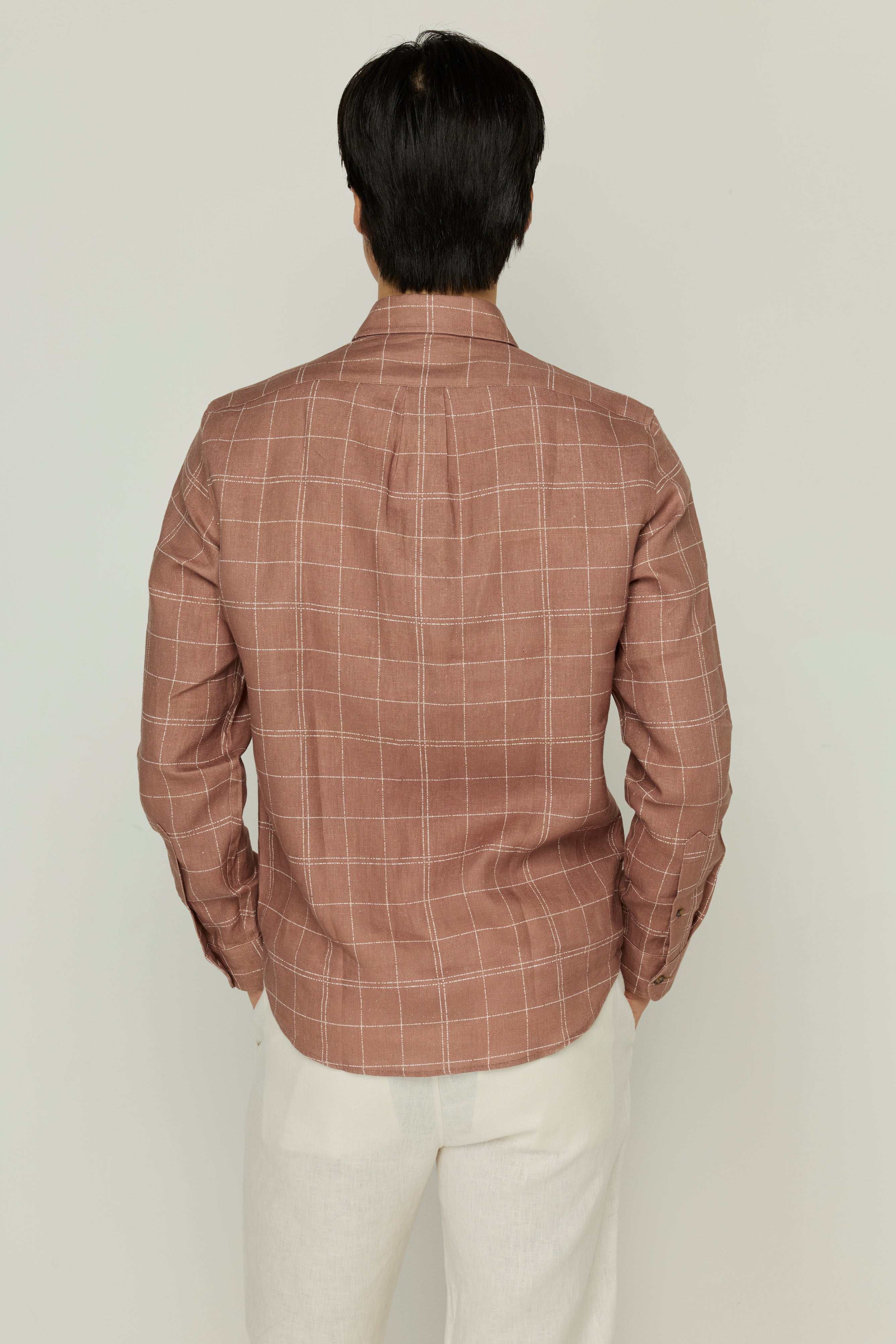 KNITTED LONG-SLEEVE POLO CHECK SHIRT