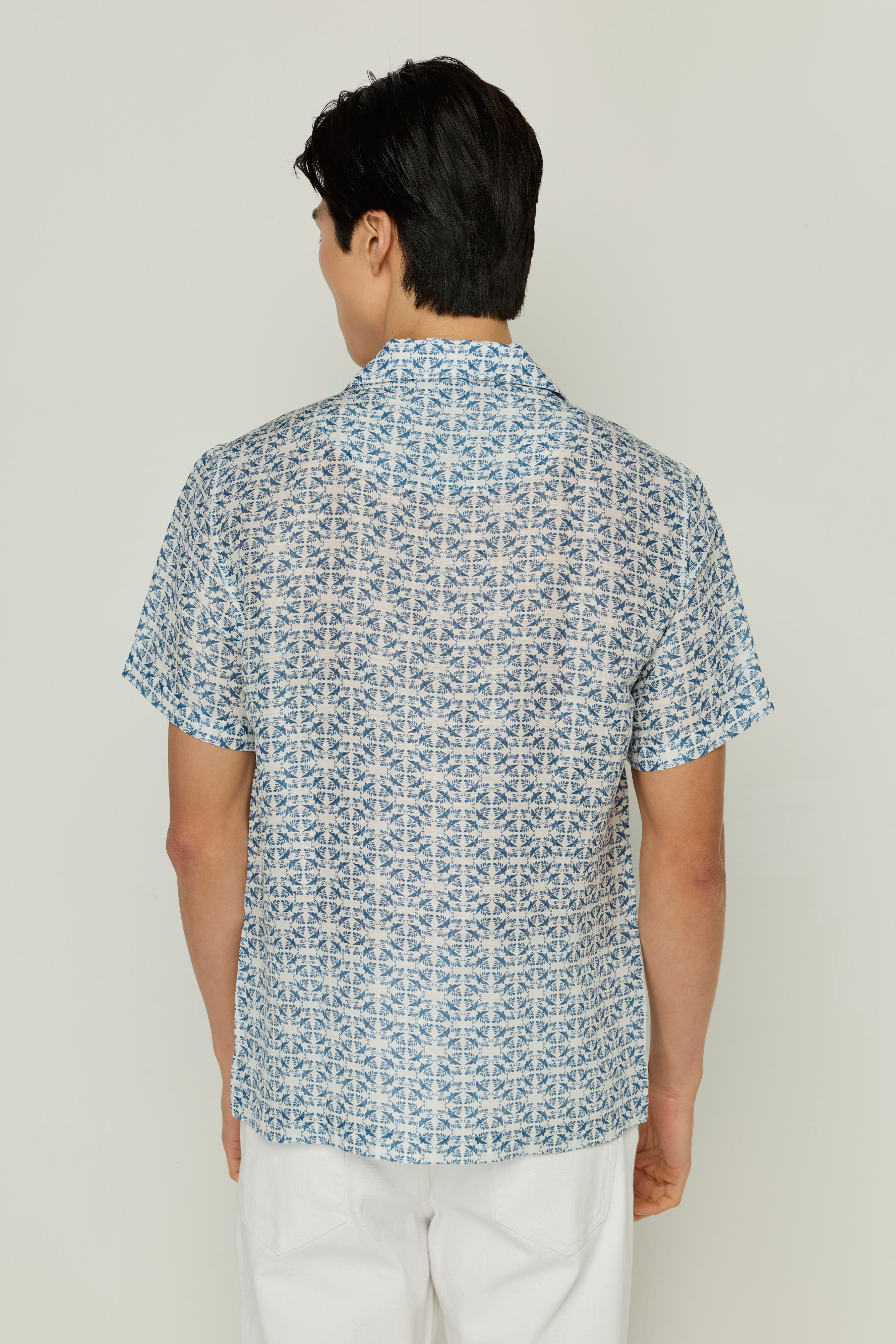 COTTON PRINTED BLUE MONOGRAM SHIRT
