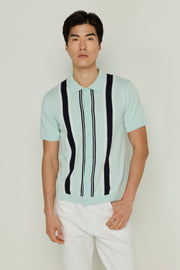 STRIPED KNIT POLO SHIRT
