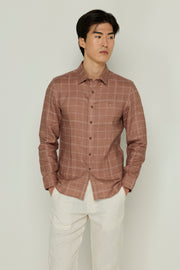 KNITTED LONG-SLEEVE POLO CHECK SHIRT