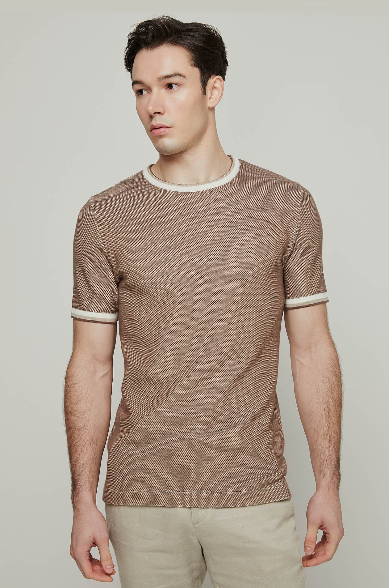 RIB STRIPED KNITTED TEE