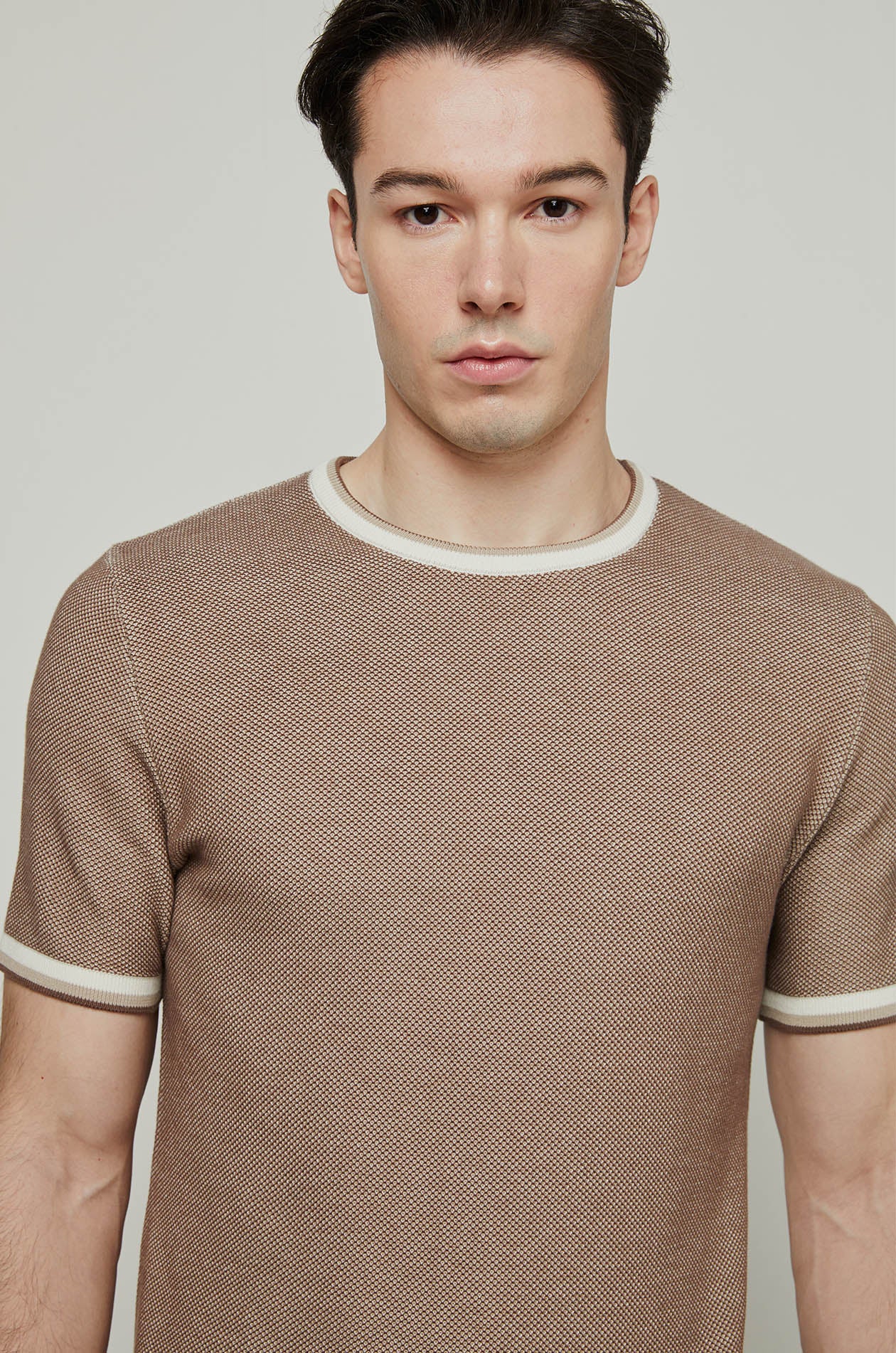 RIB STRIPED KNITTED TEE