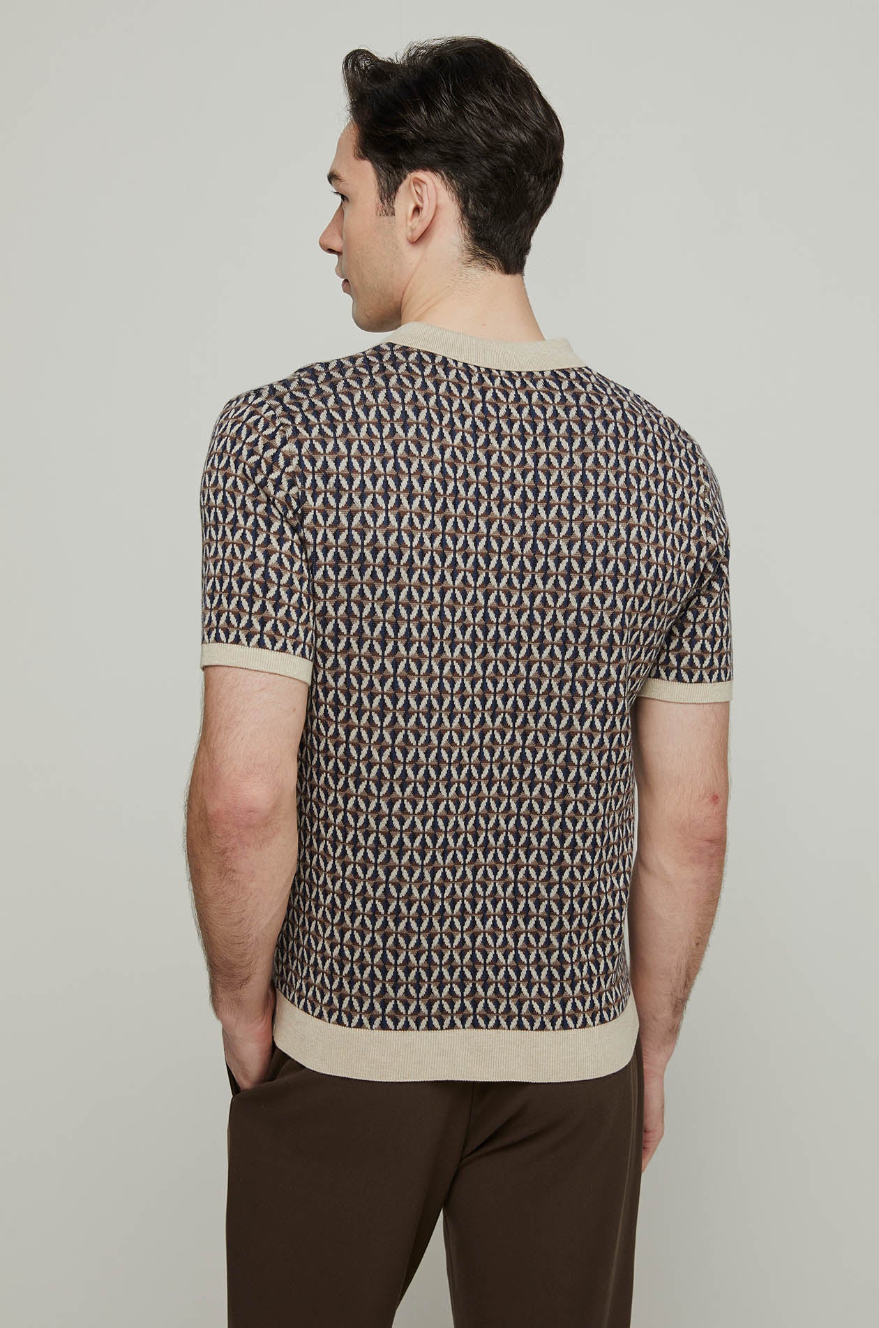 GEOMETRIC MONOGRAM KNITTED POLO