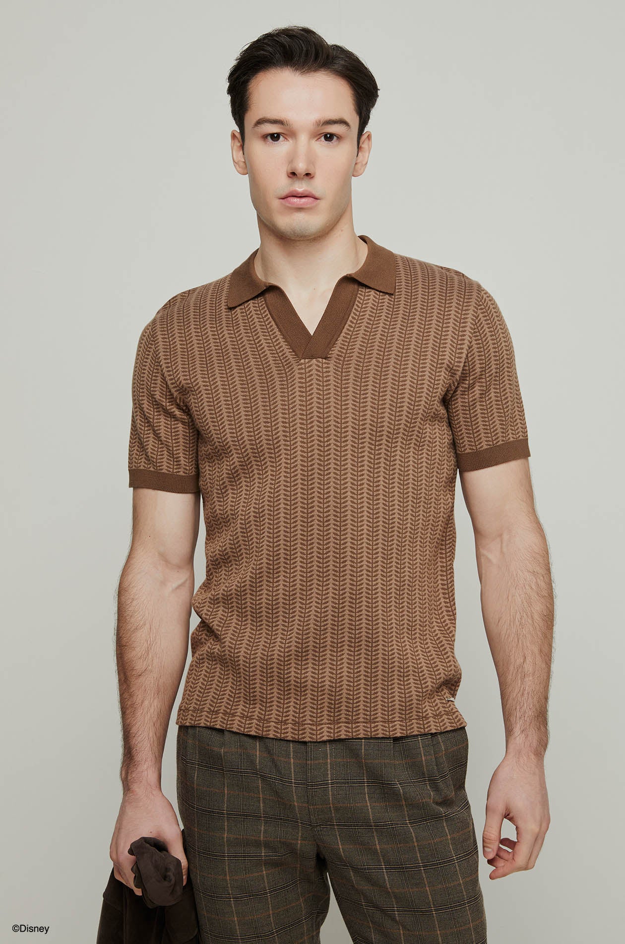 HERRINGBONE LEAF KNITTED POLO