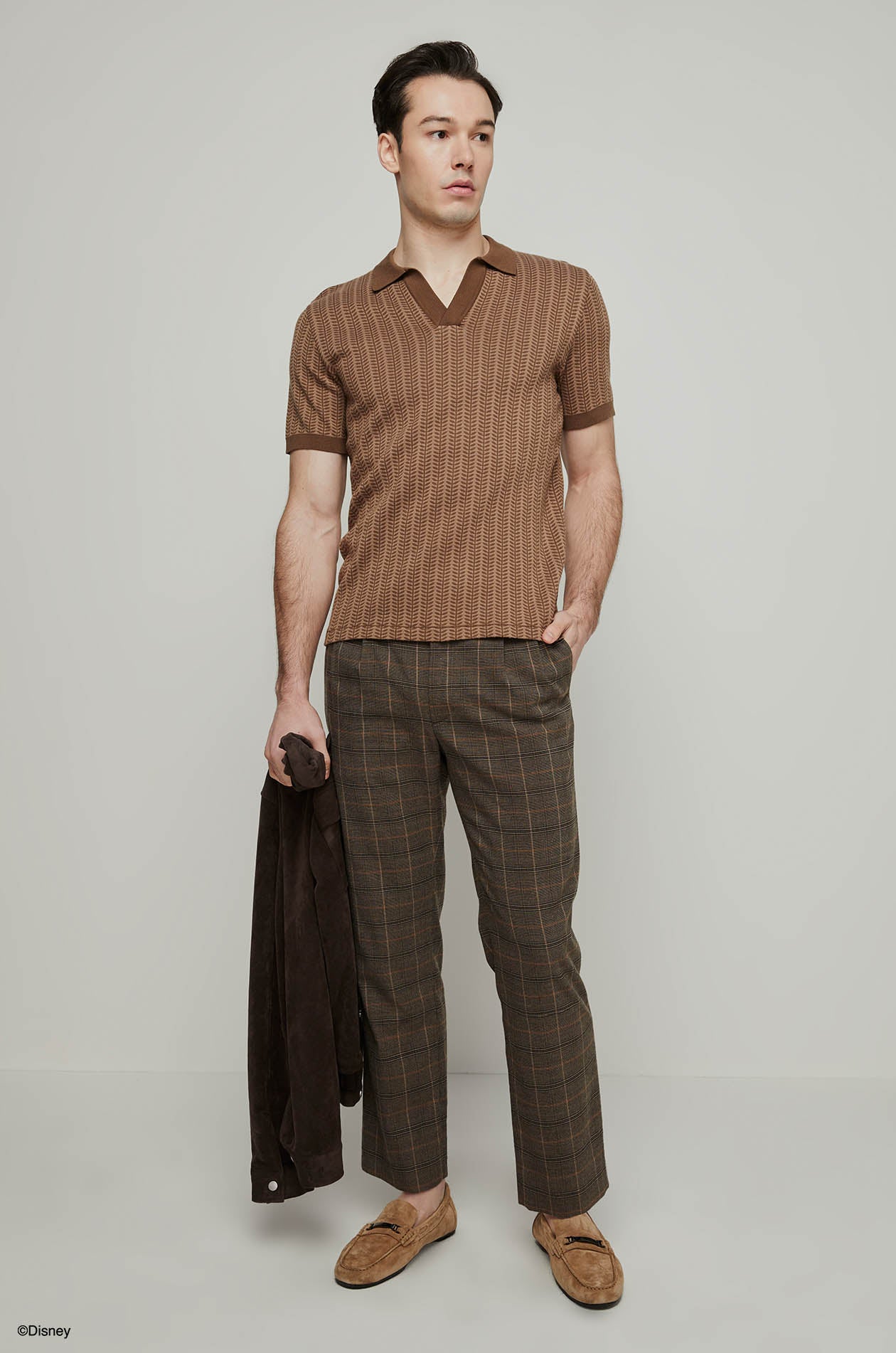HERRINGBONE LEAF KNITTED POLO