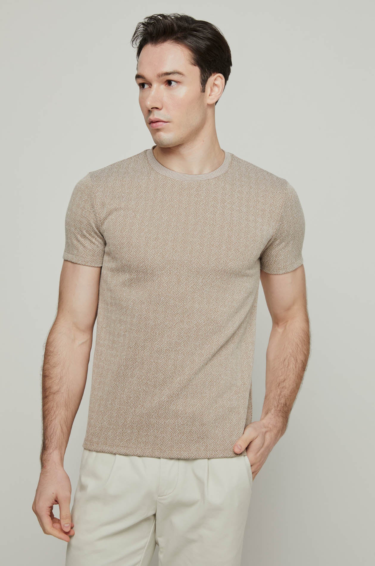 TEXTURED JACQUARD KNITTED TEE