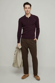 LONG SLEEVE SWEAT POLO SHIRT