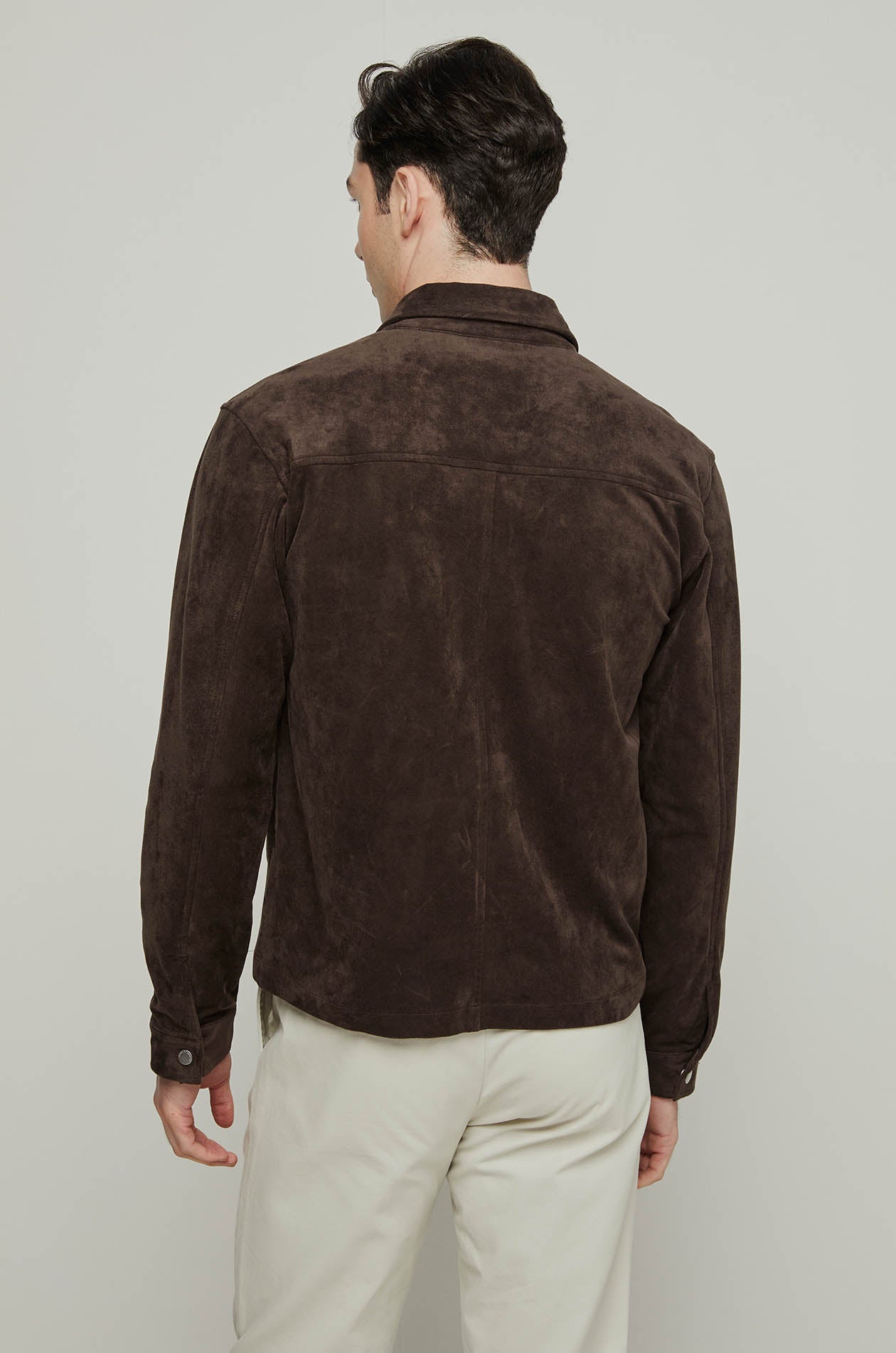 SNAP BUTTON SUEDE OVERSHIRT