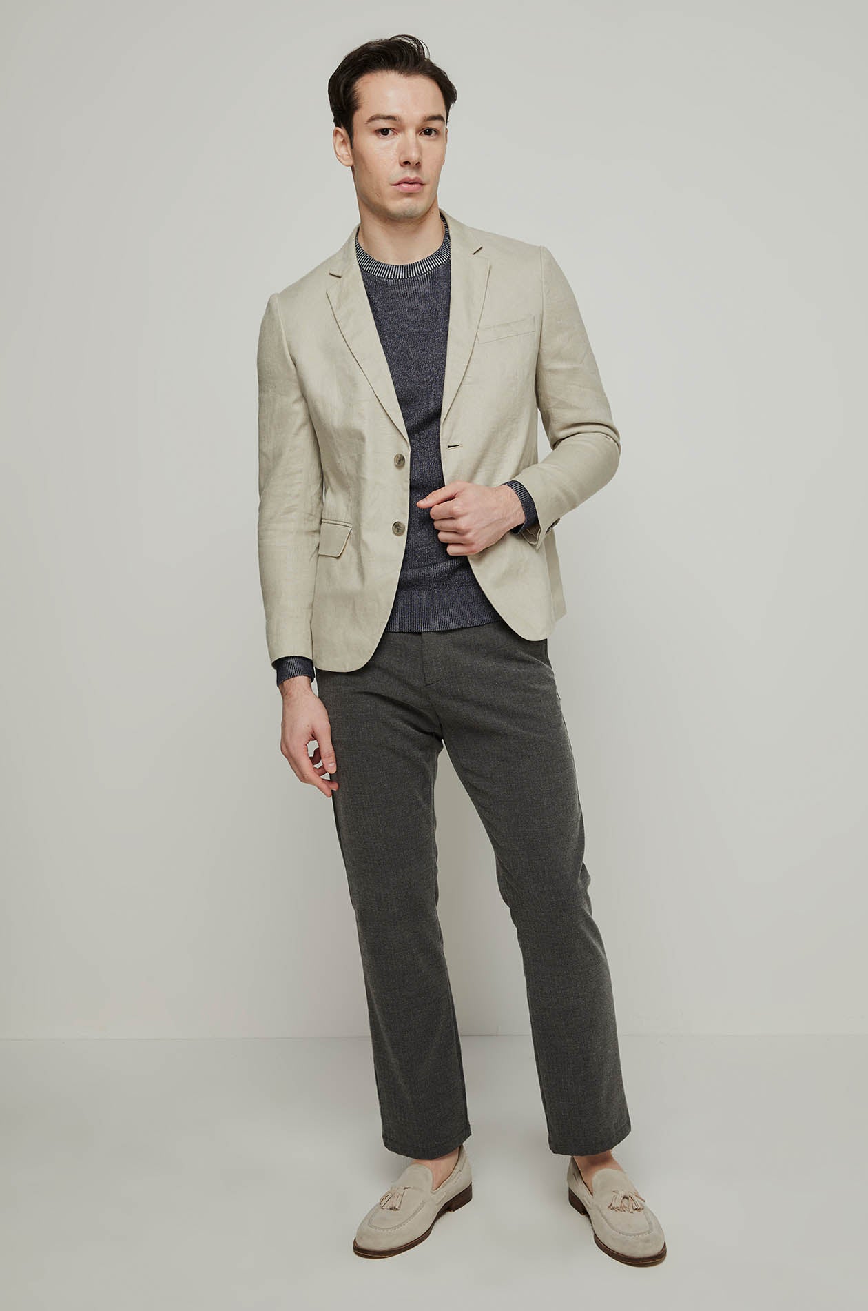 TWO-TONE RIBBED KNITTED SWEATER