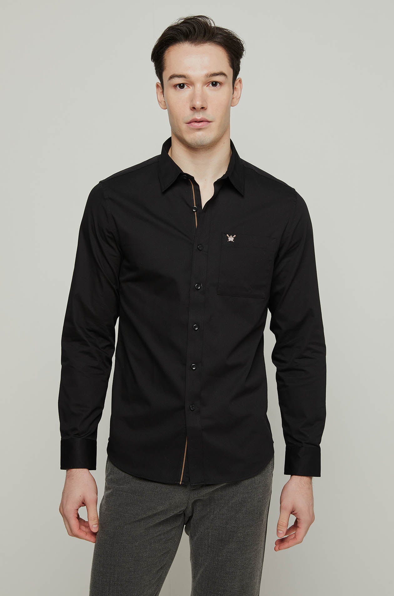 DIAGONAL TEXTURED LONG SLEEVE SHIRT