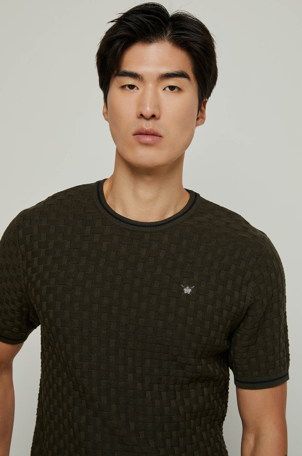 BASKETWAVE JACQUARD KNITTED TEE Dark Green / XXL