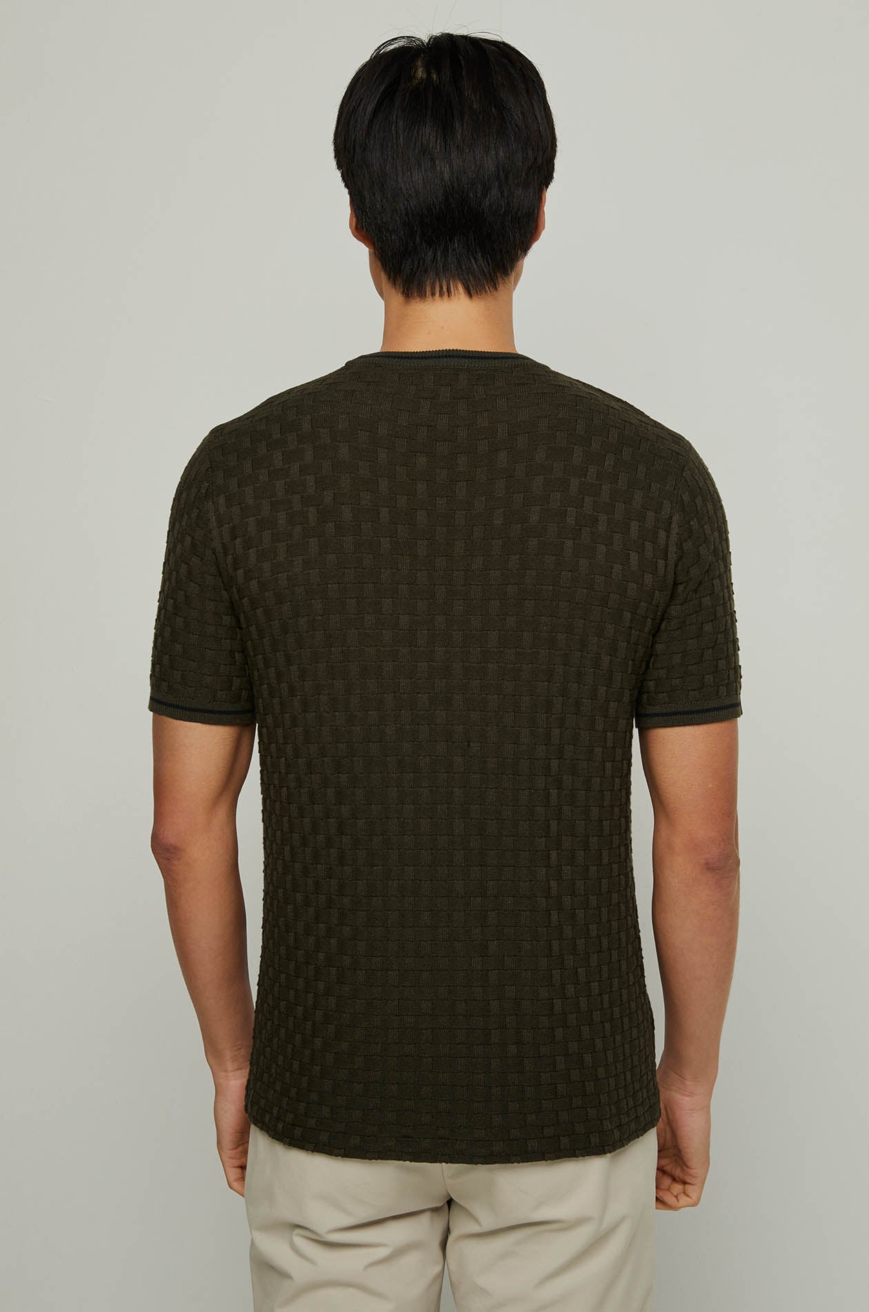 BASKETWAVE JACQUARD KNITTED TEE Dark Green / XXL
