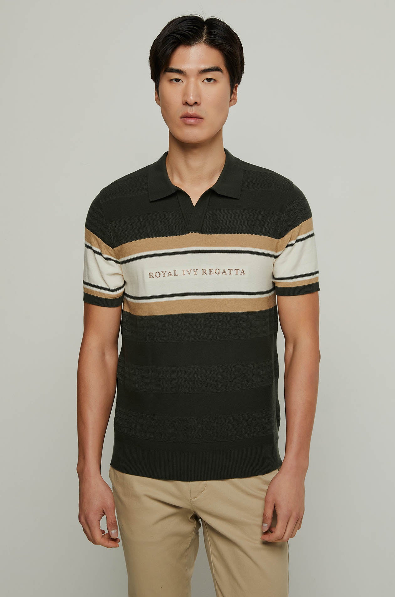 CABLE BORDER WITH LOGO POLO SHIRT Dark Green / XXL