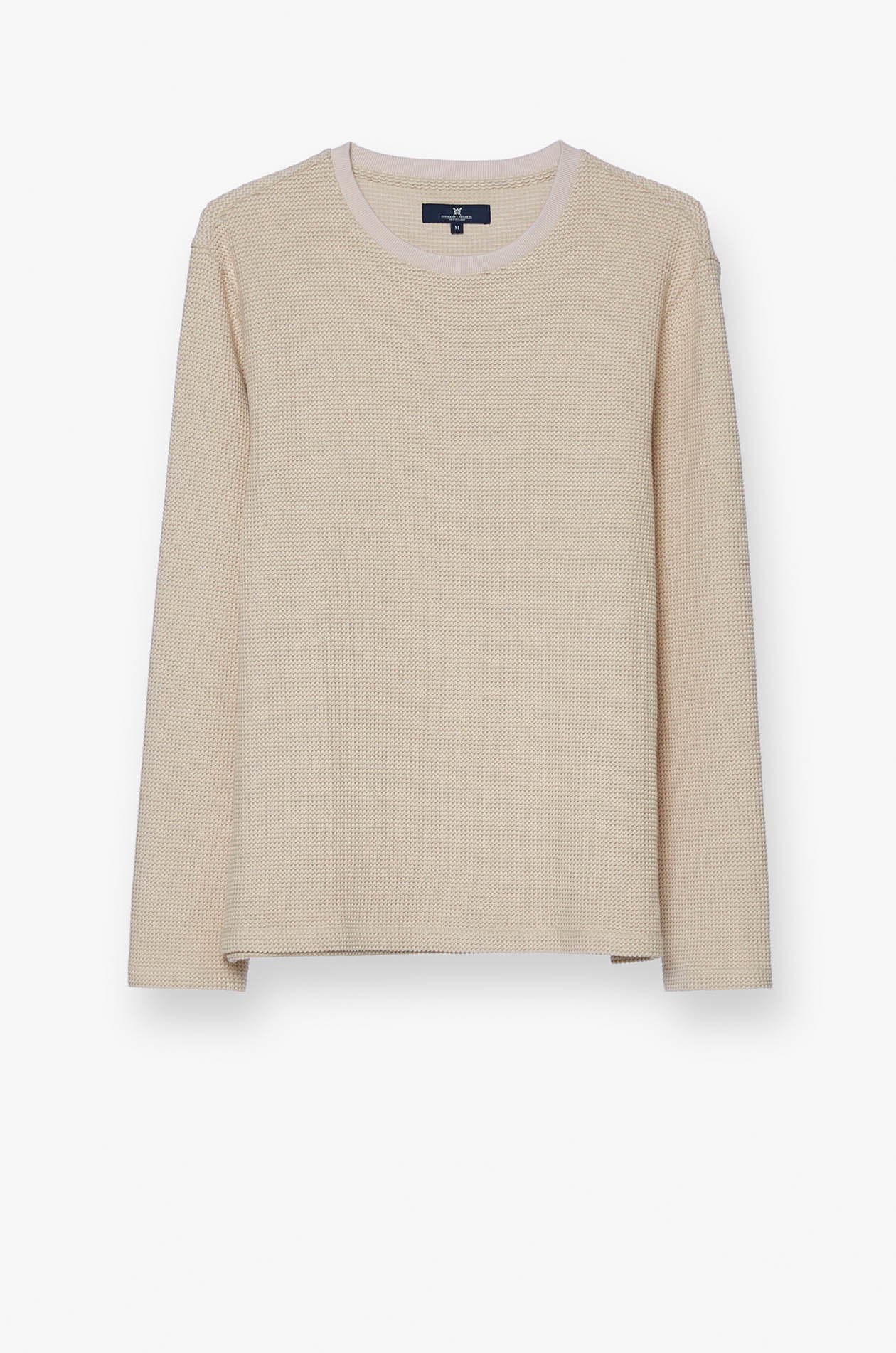 CROCHET TEXTURED KNITTED PULLOVER Beige / XXL